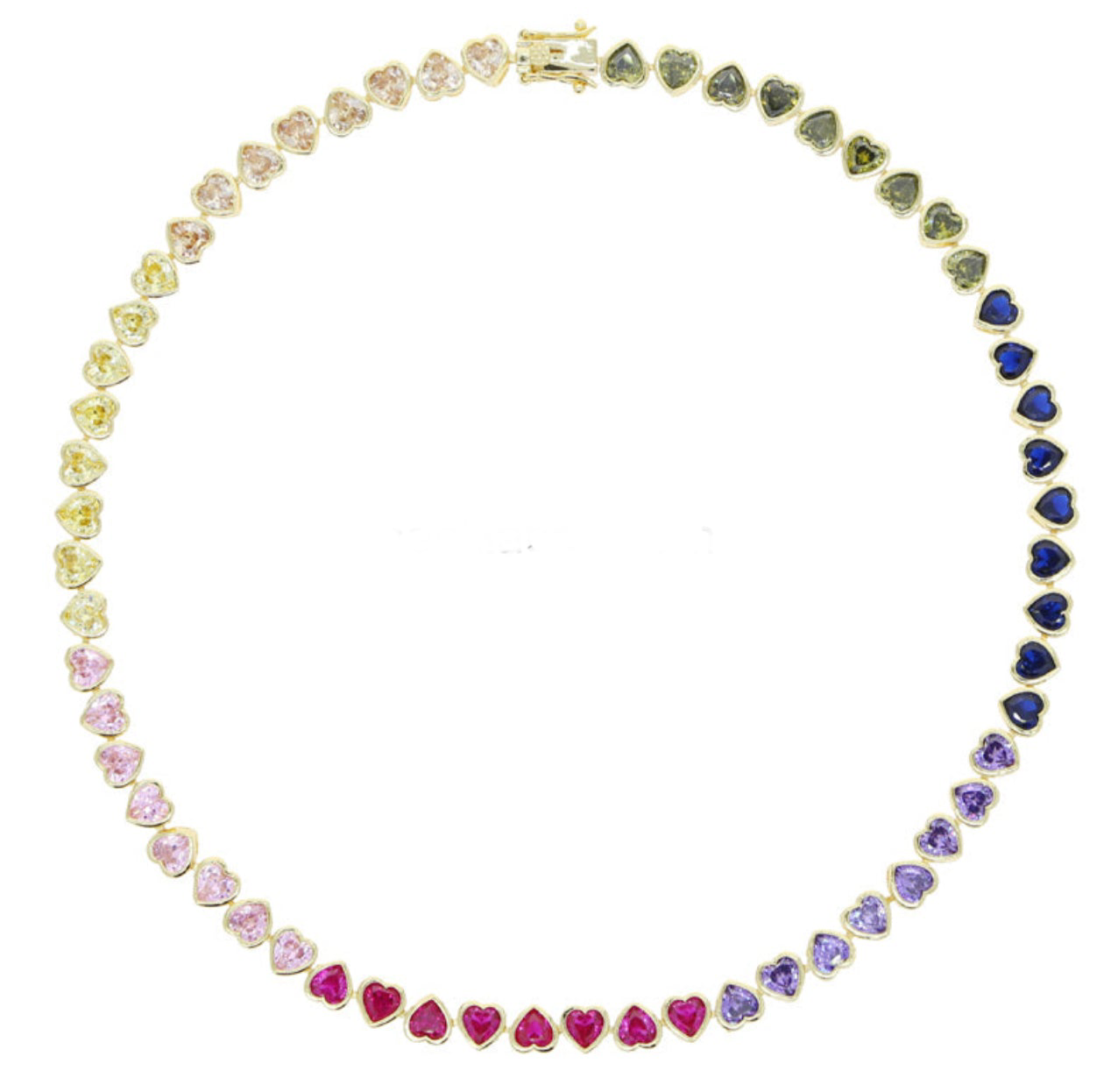 Rainbow Heart Stone Tennis Necklace