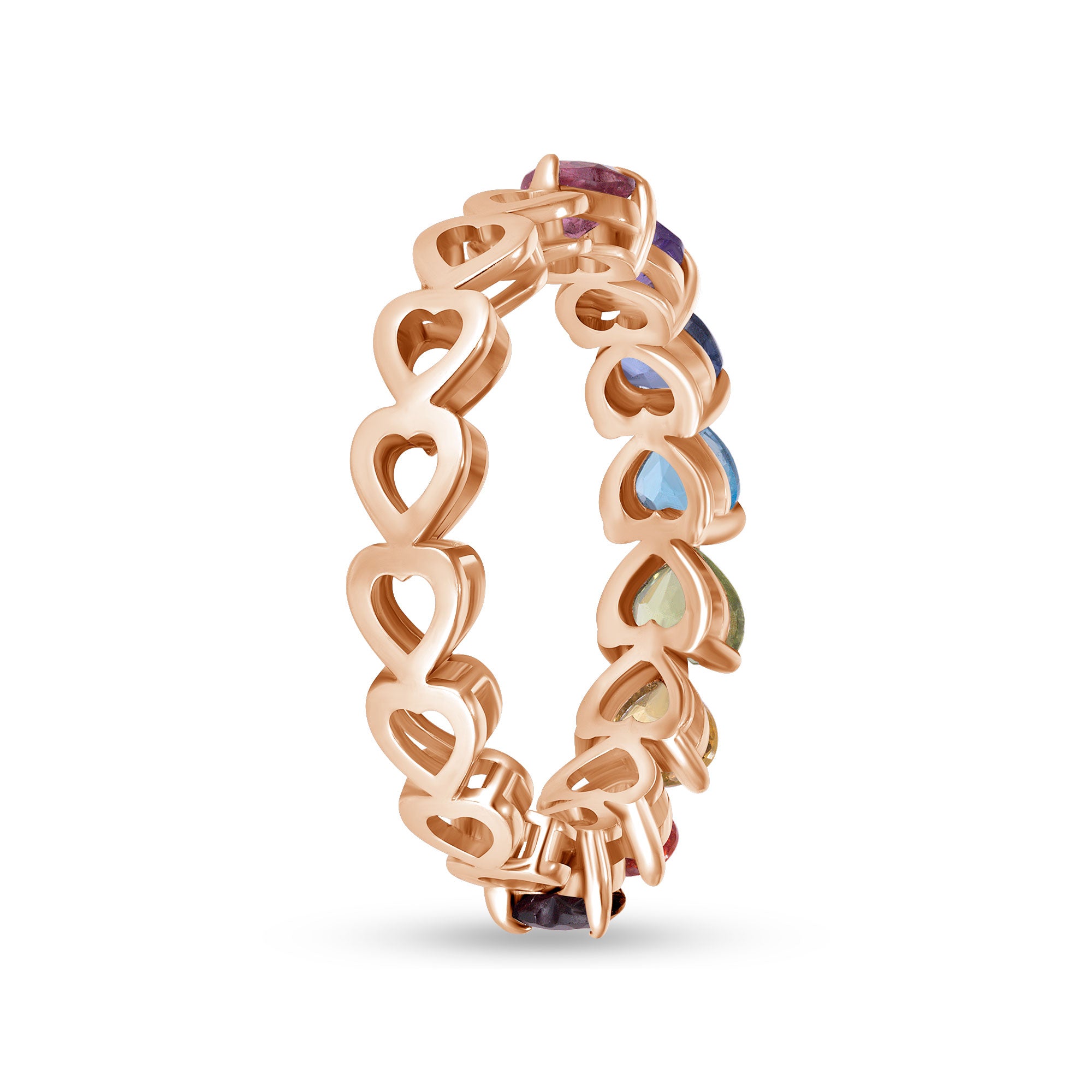 14k gold rainbow half-eternity ring