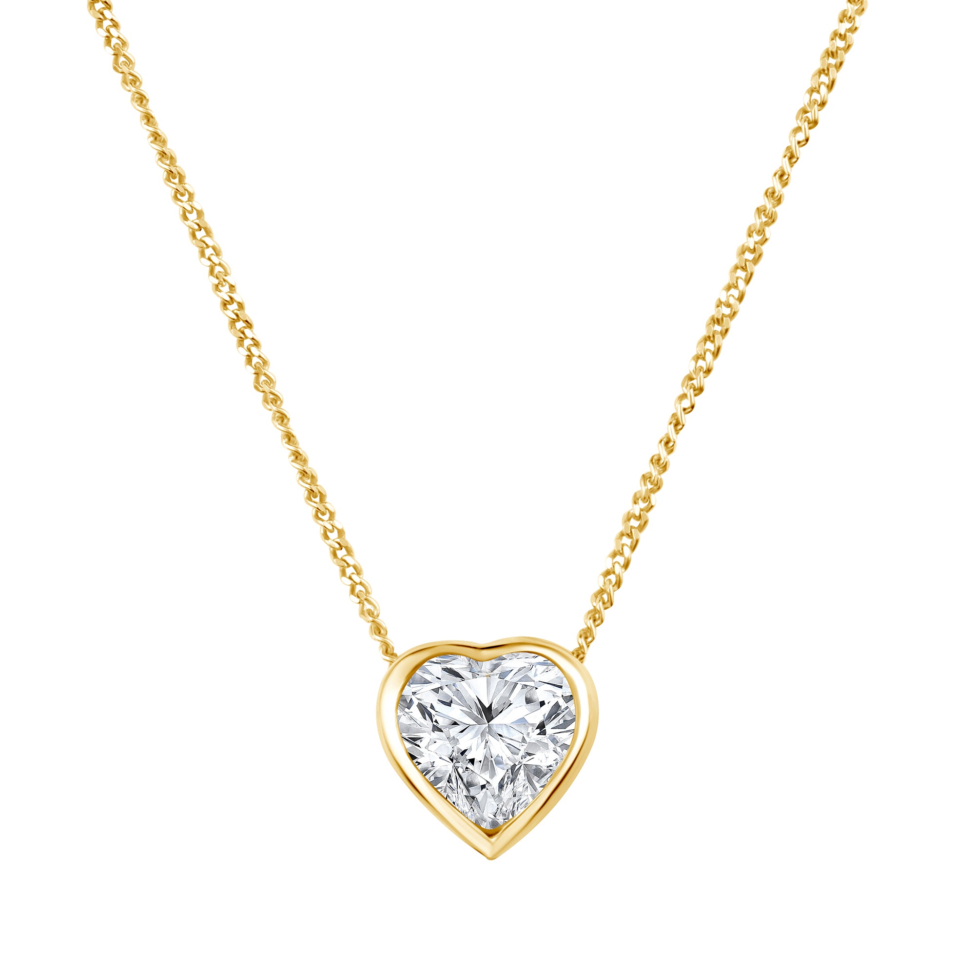 14K Yellow Gold Heart Slider Necklace with Diamond Center Stone