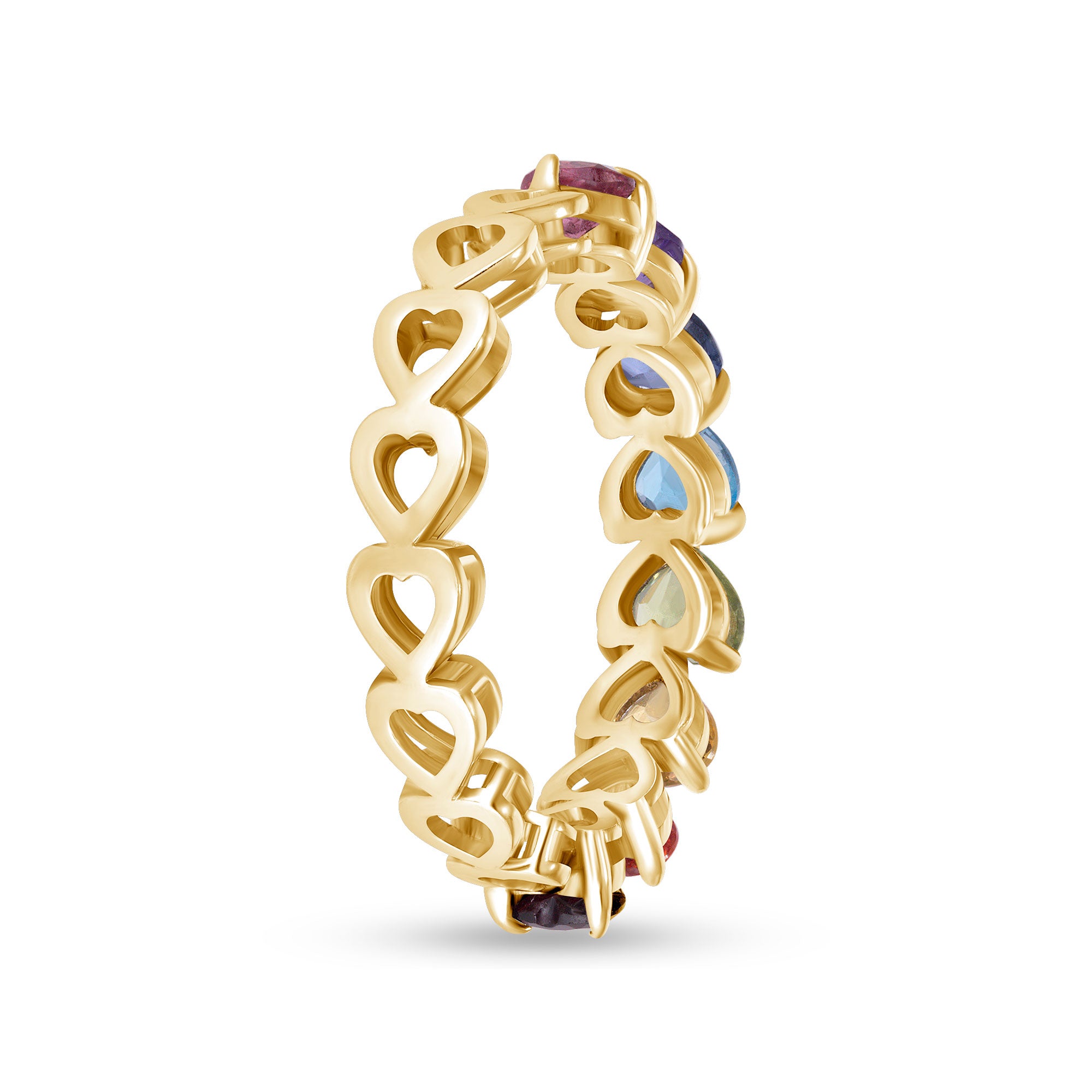 14k gold rainbow half-eternity ring