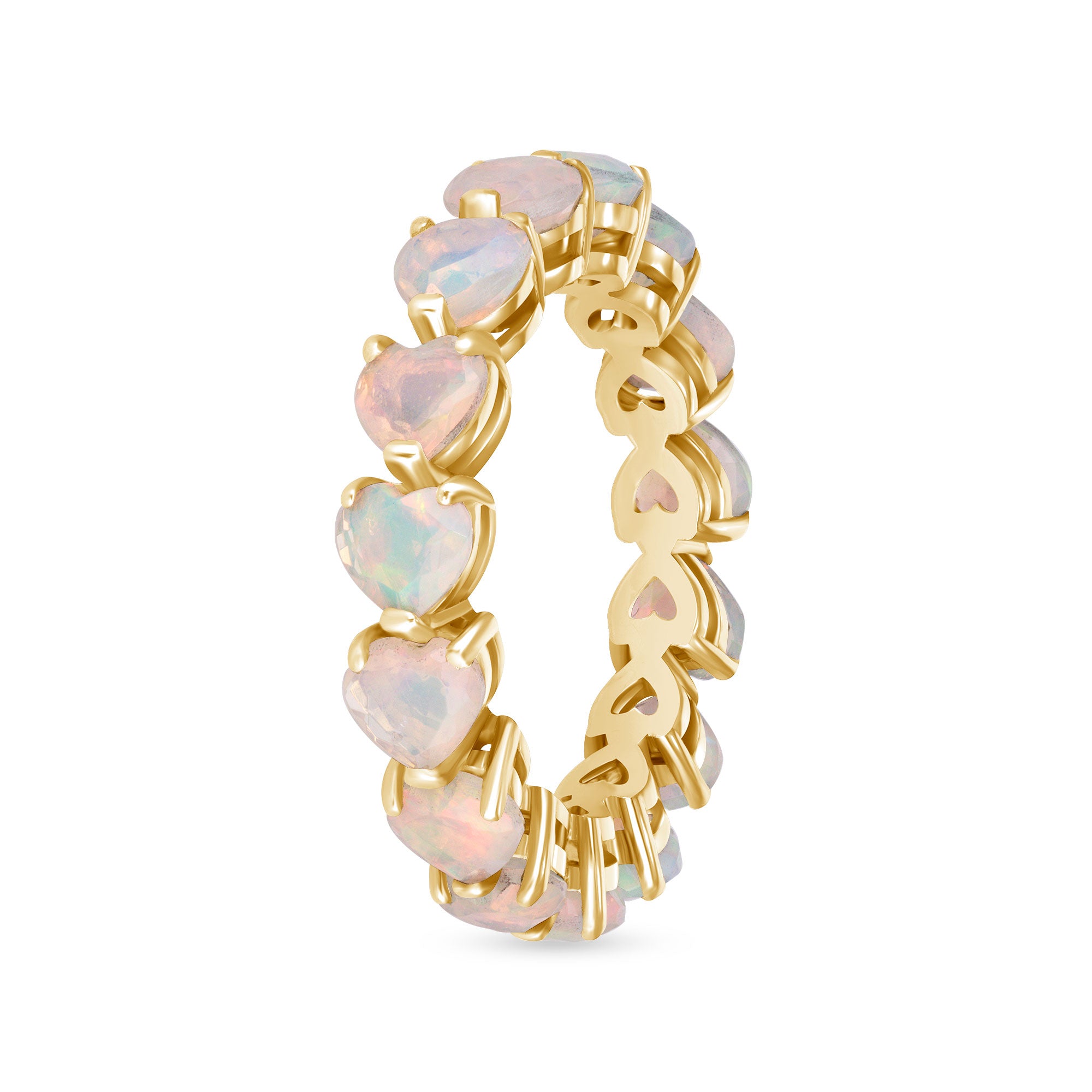 White Opal Eternity 14K Ring