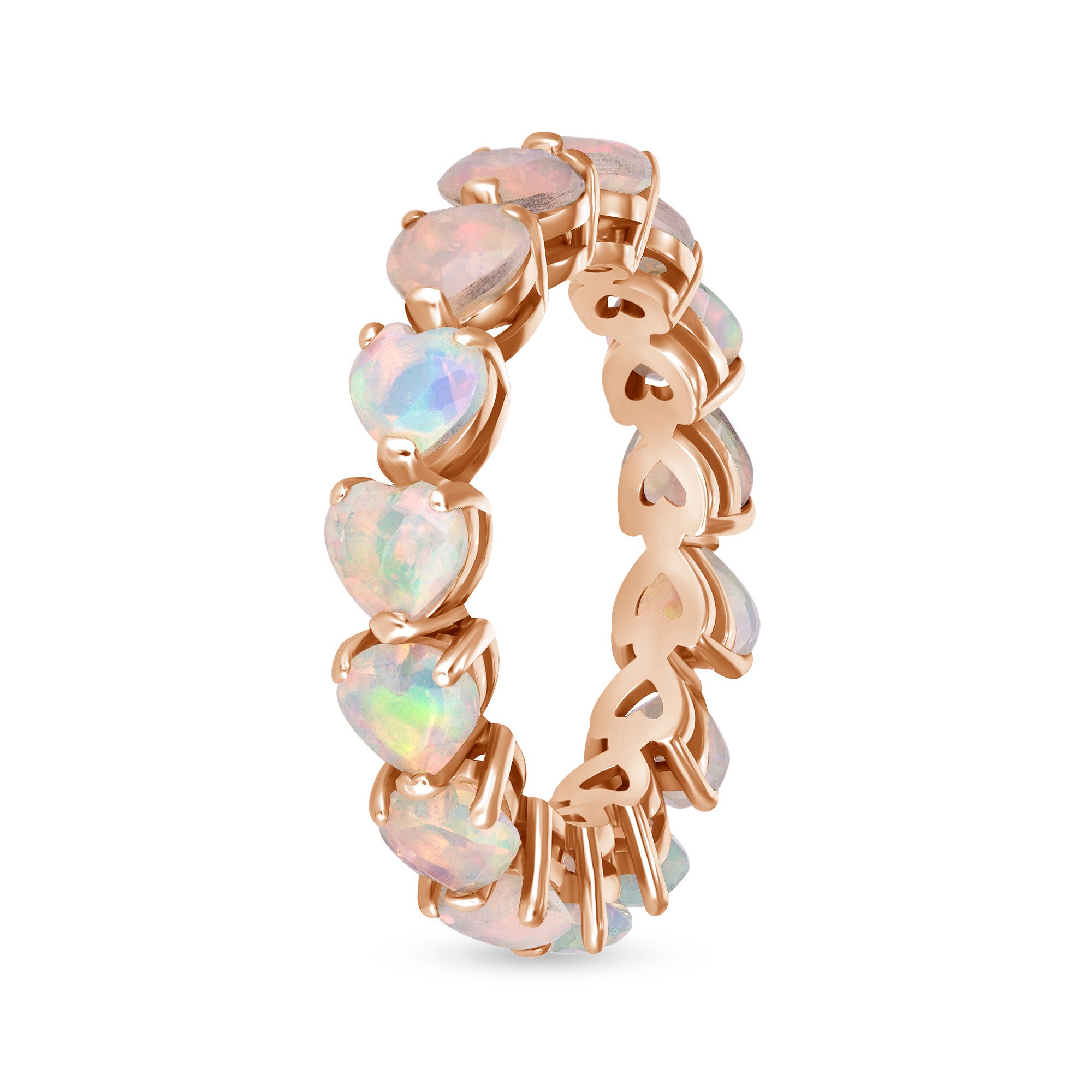 White Opal Eternity 14K Ring