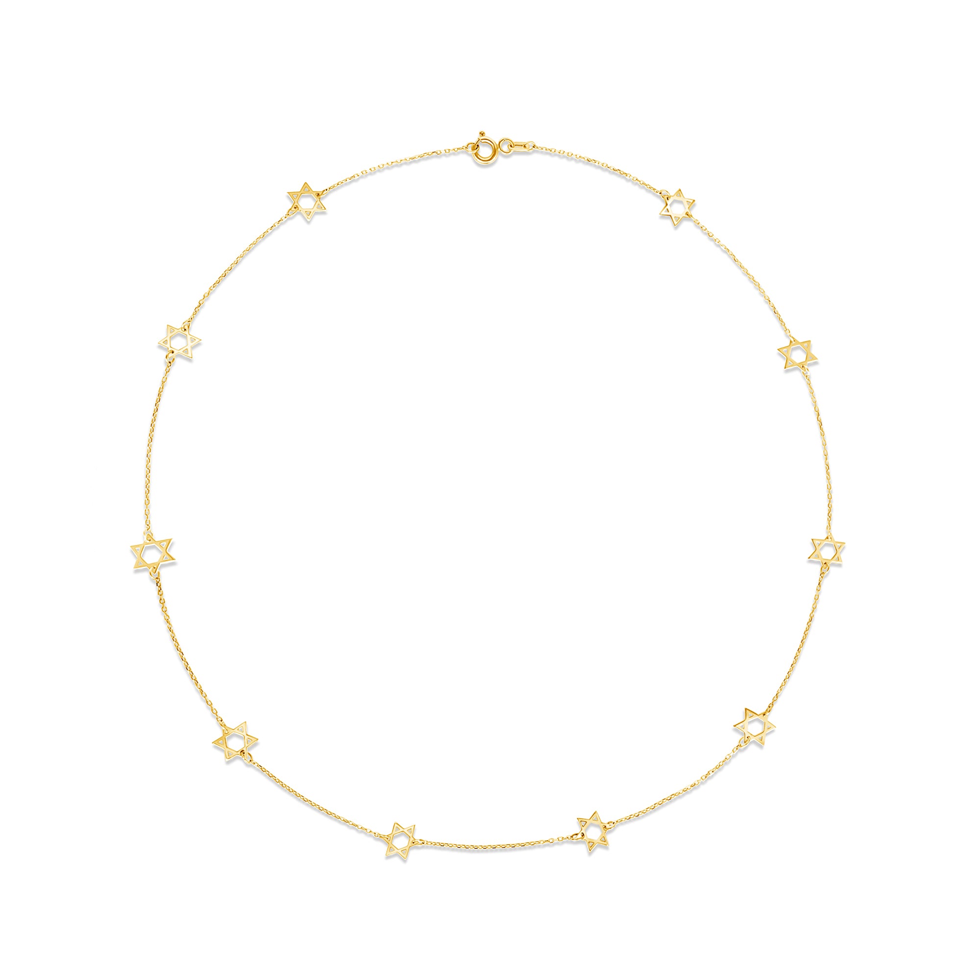 14K Gold Multi Star of David Necklace