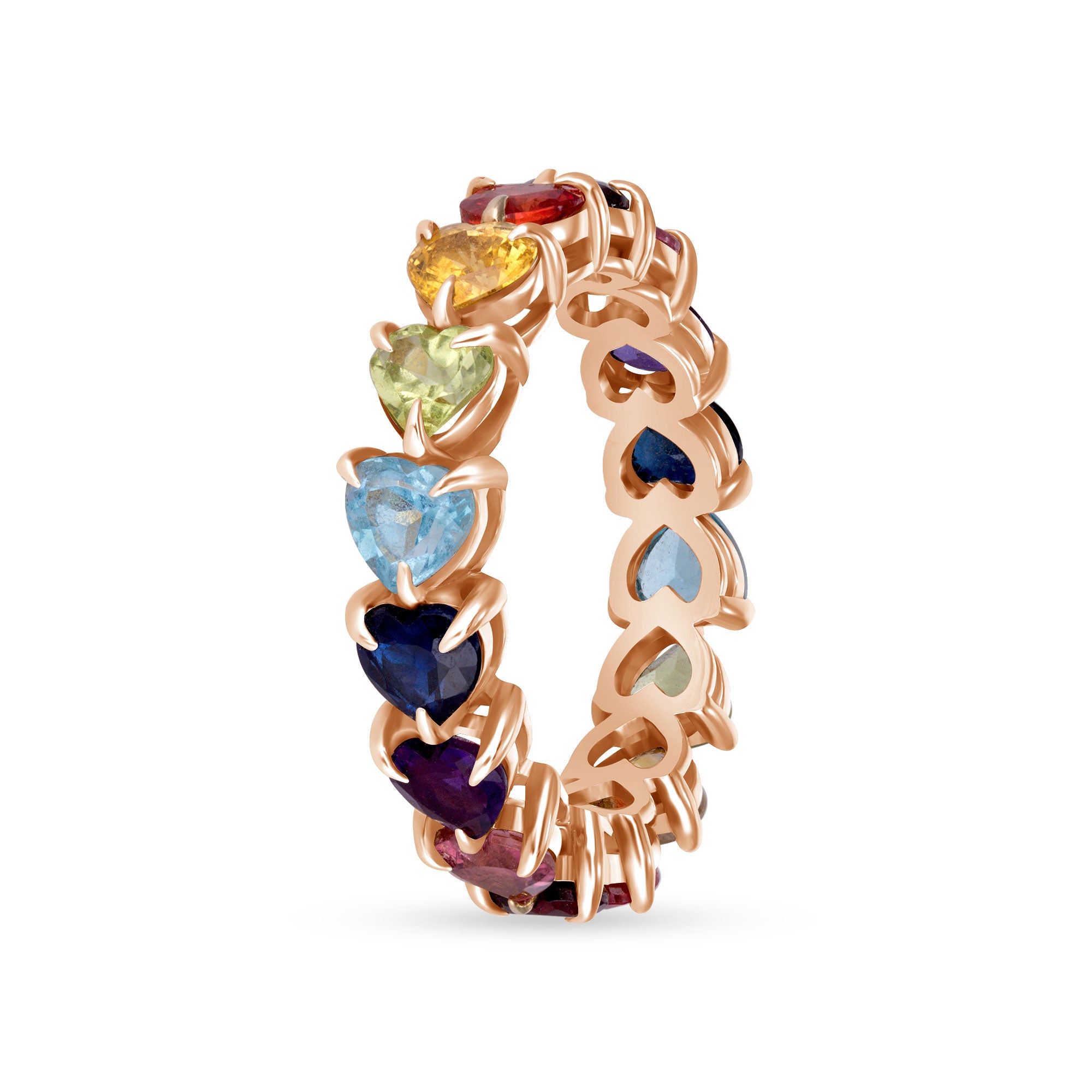14K Yellow Gold Rainbow Gem Eternity Ring