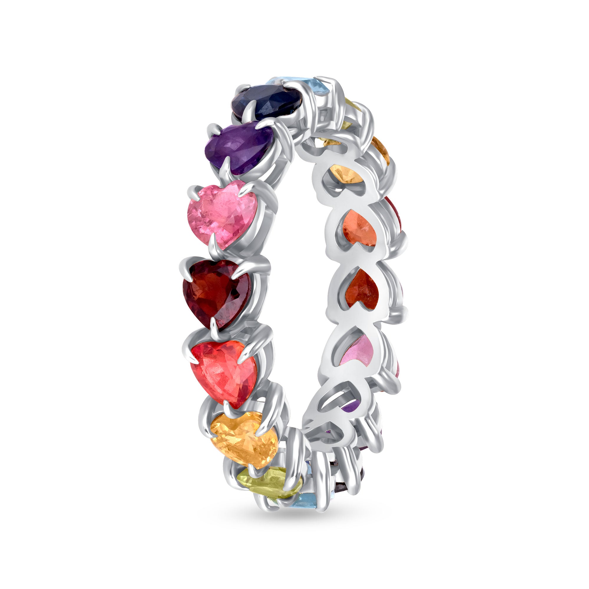 14K Yellow Gold Rainbow Gem Eternity Ring