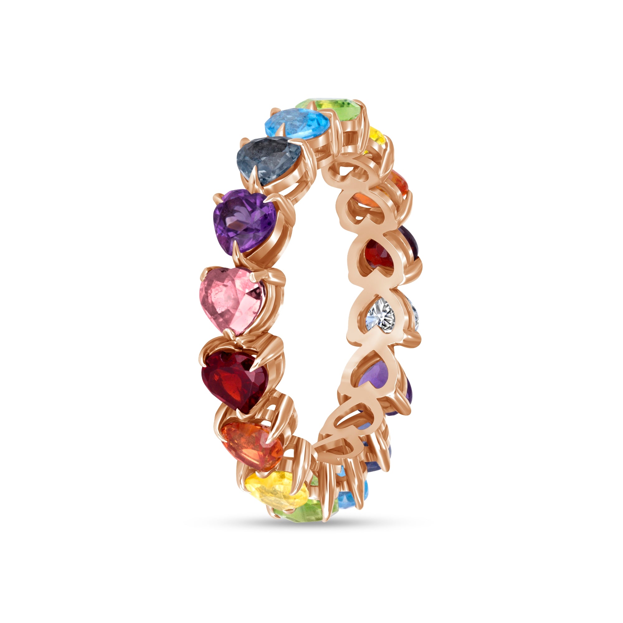 14K Yellow Gold Rainbow Gem Eternity Ring