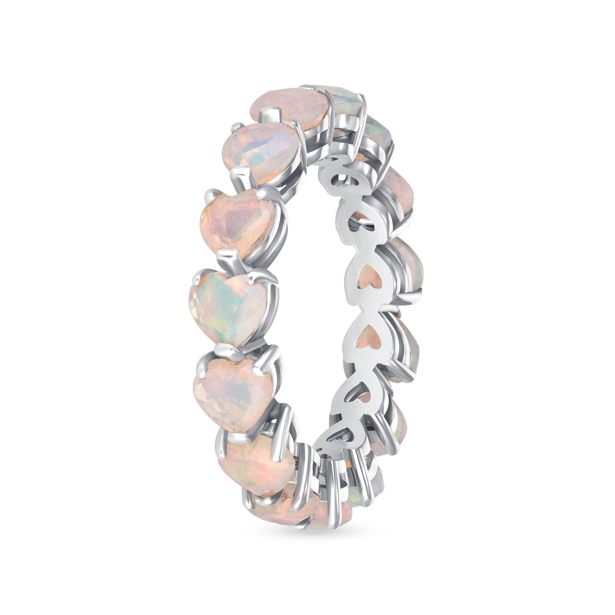 White Opal Eternity 14K Ring