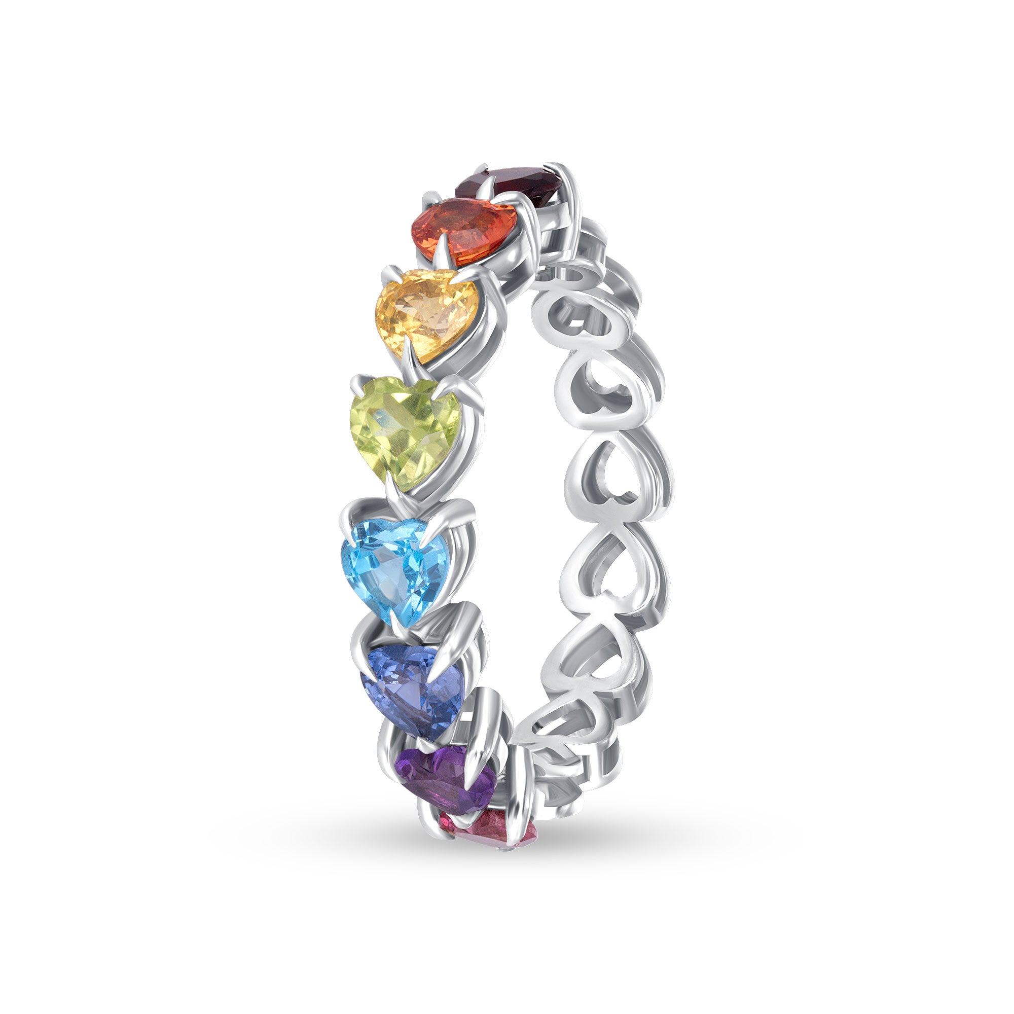 14k gold rainbow half-eternity ring