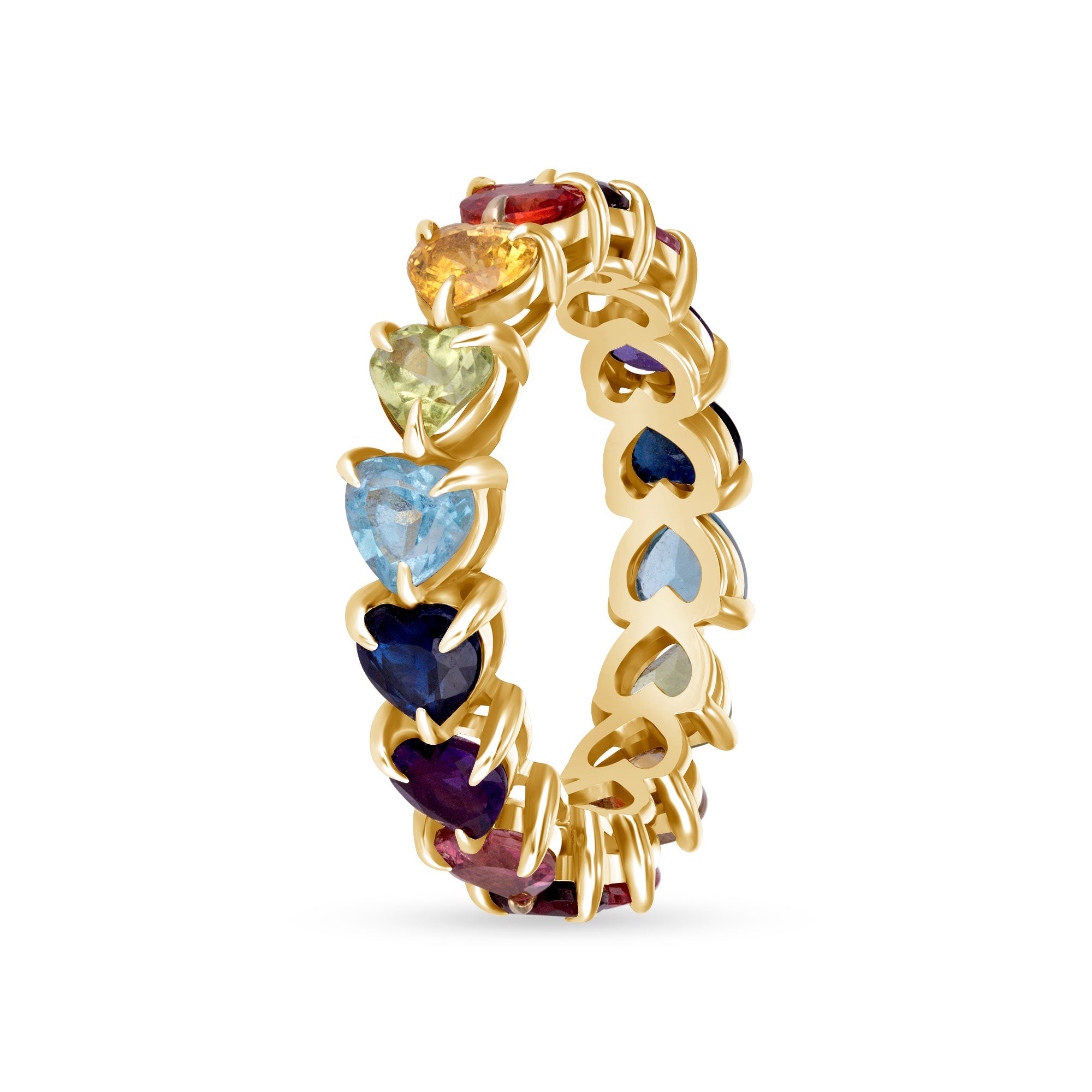 14K Yellow Gold Rainbow Gem Eternity Ring