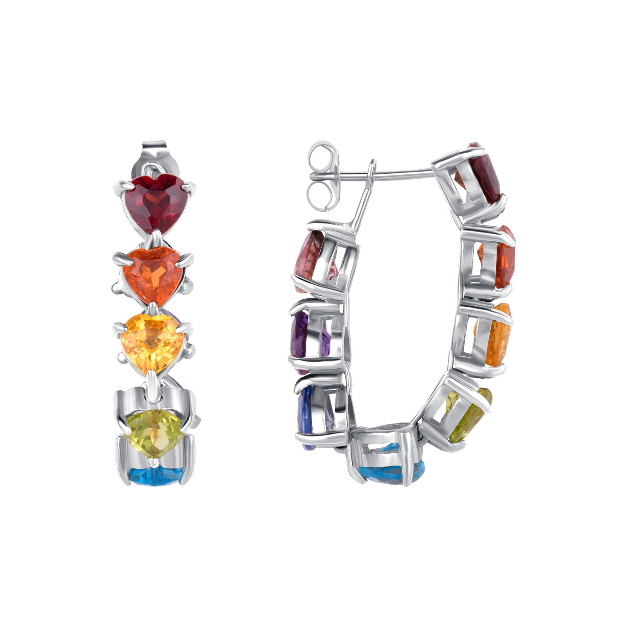 Rainbow heart drop earrings