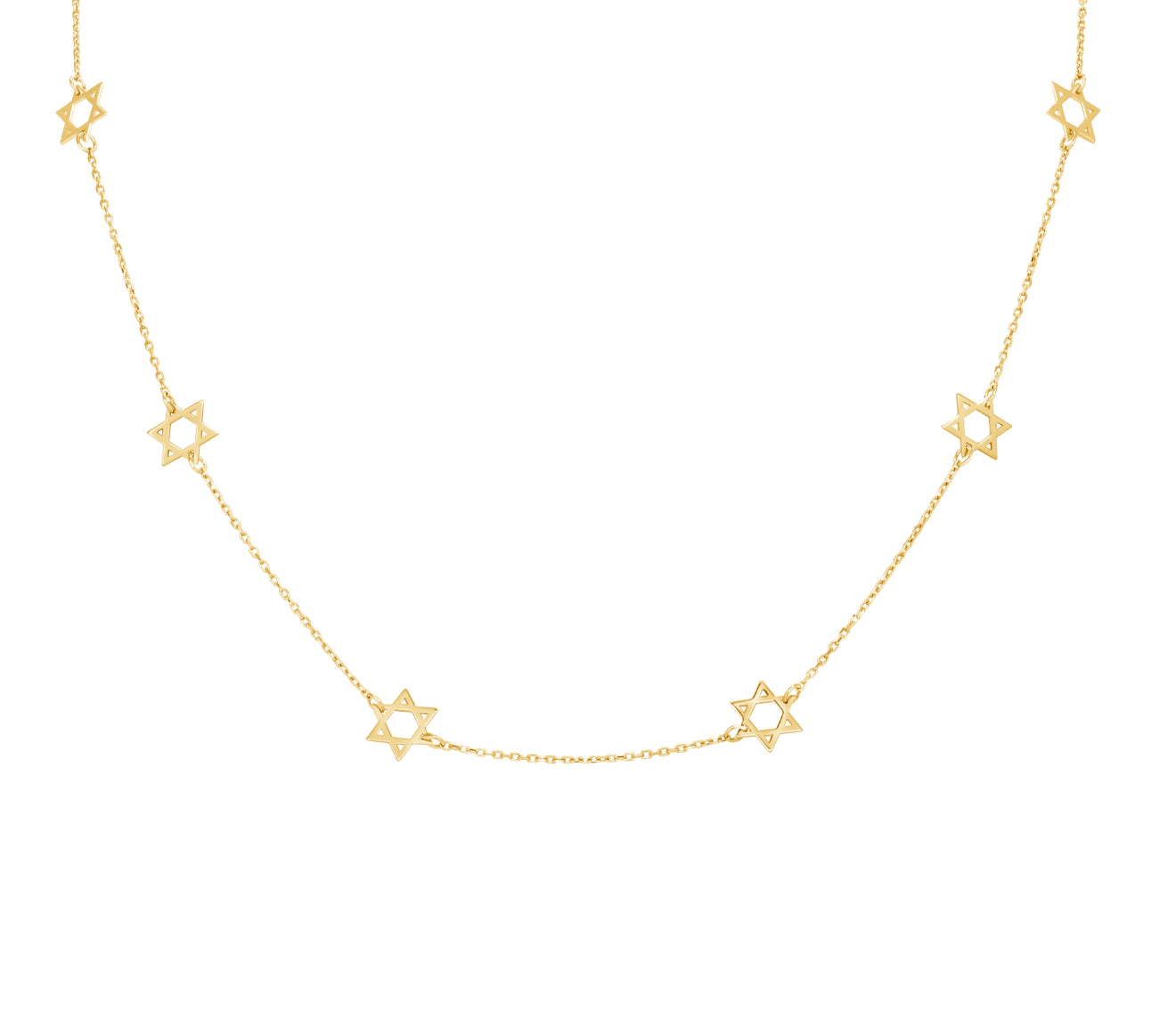 14K Gold Multi Star of David Necklace