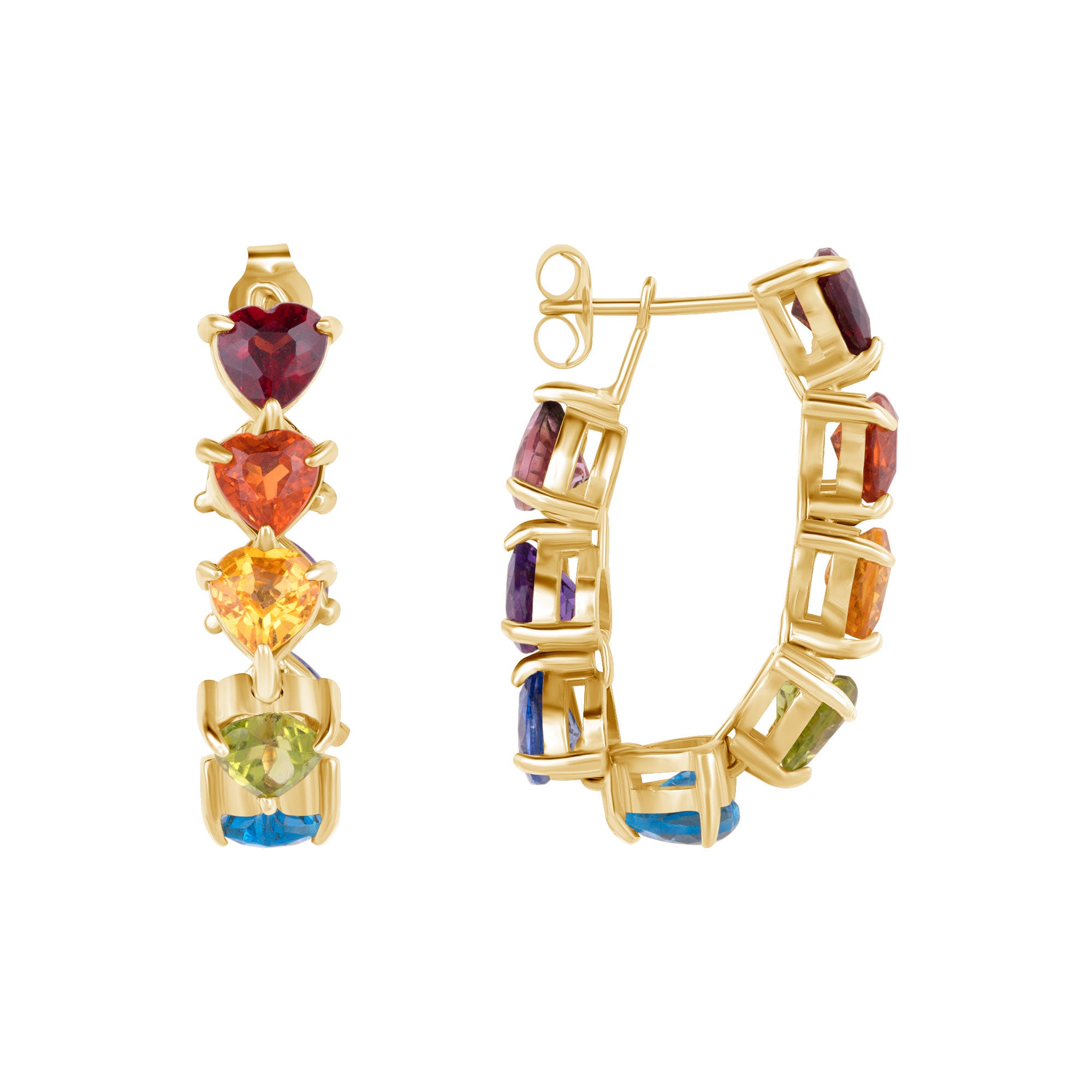 Rainbow heart drop earrings