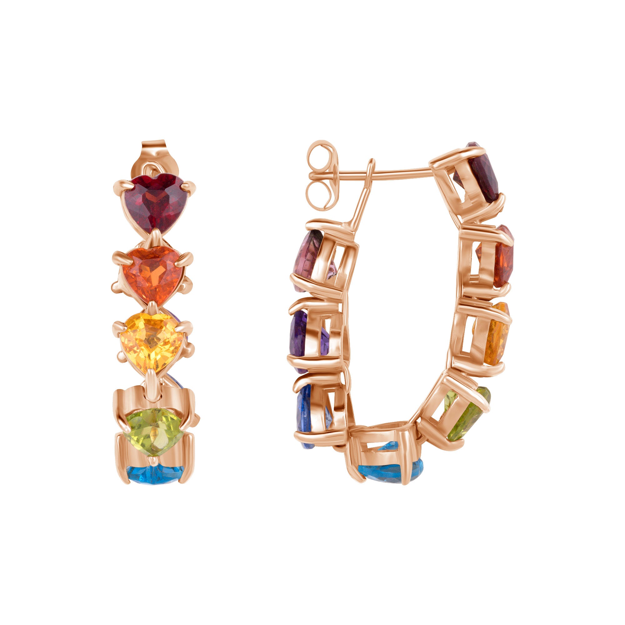 Rainbow heart drop earrings