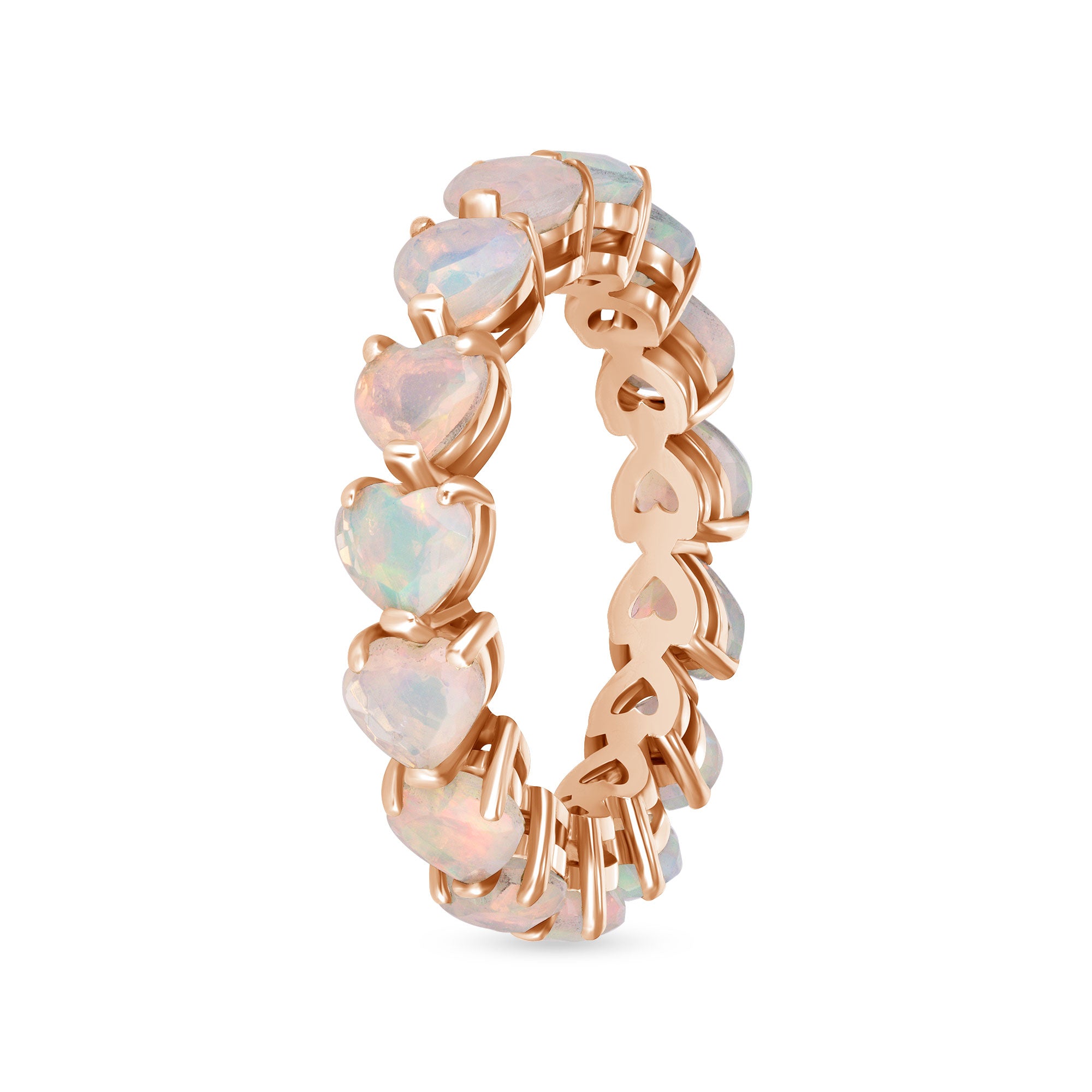 White Opal Eternity 14K Ring