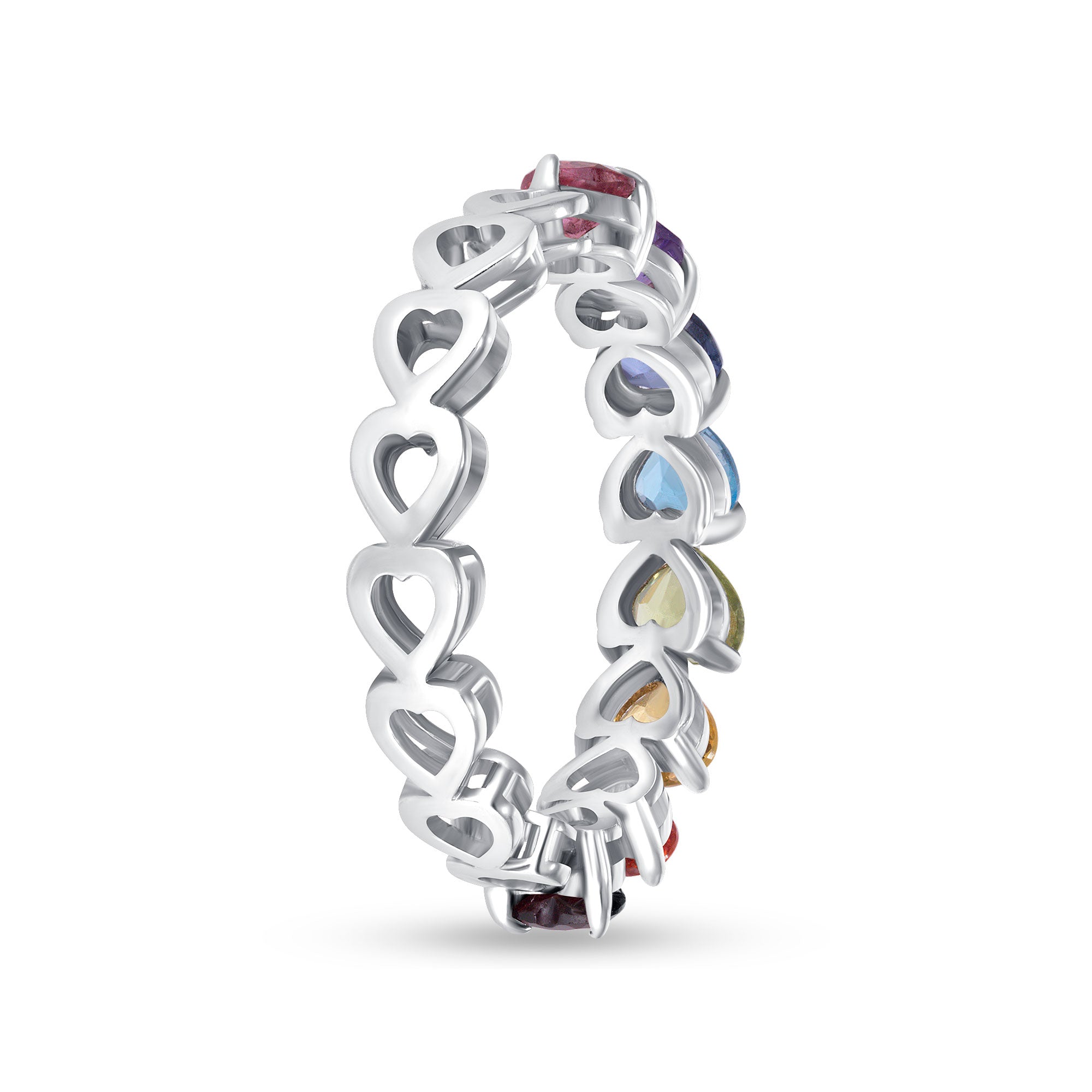 14k gold rainbow half-eternity ring