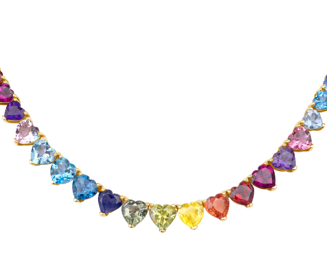 Ombréainbow Graduated Heart Necklace