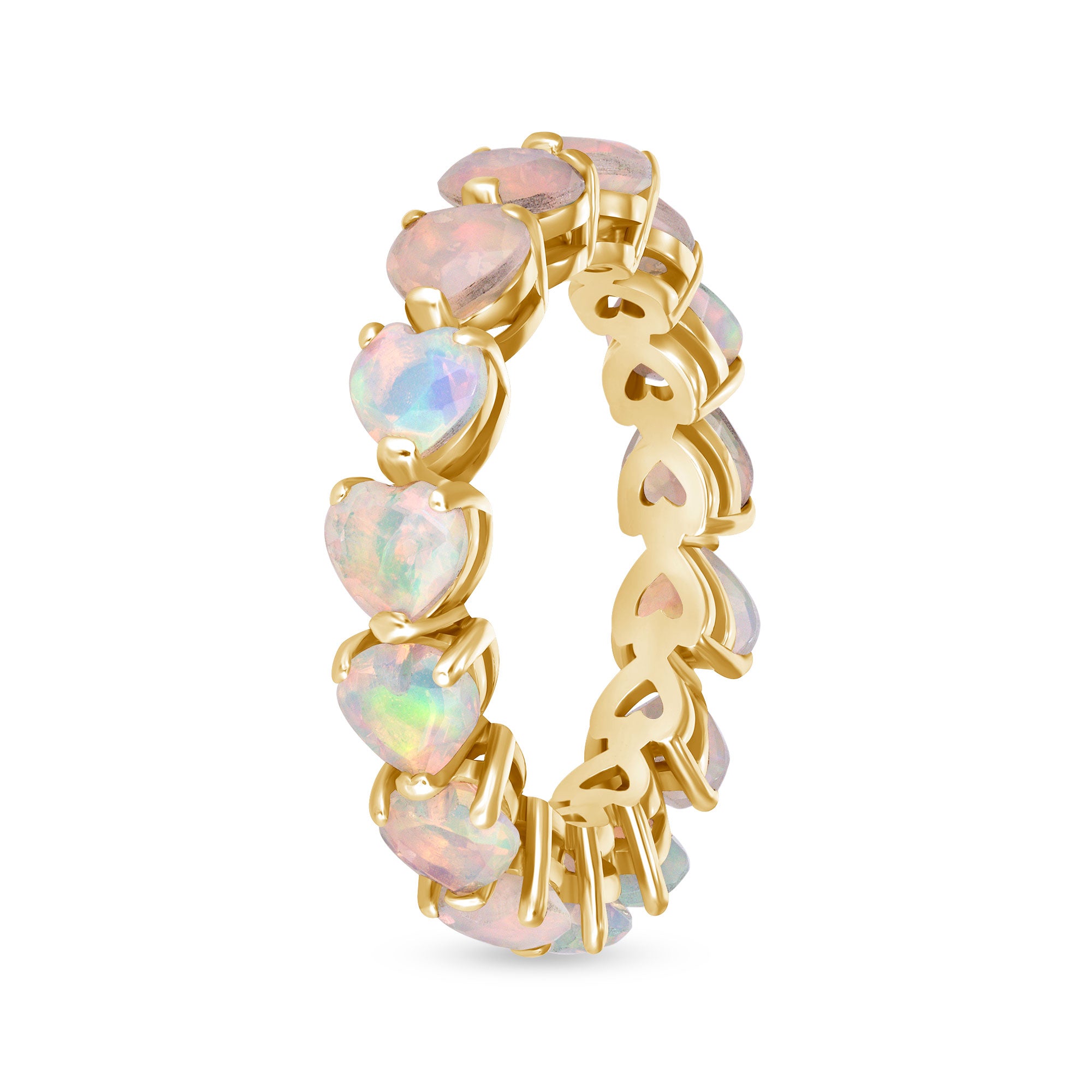 White Opal Eternity 14K Ring