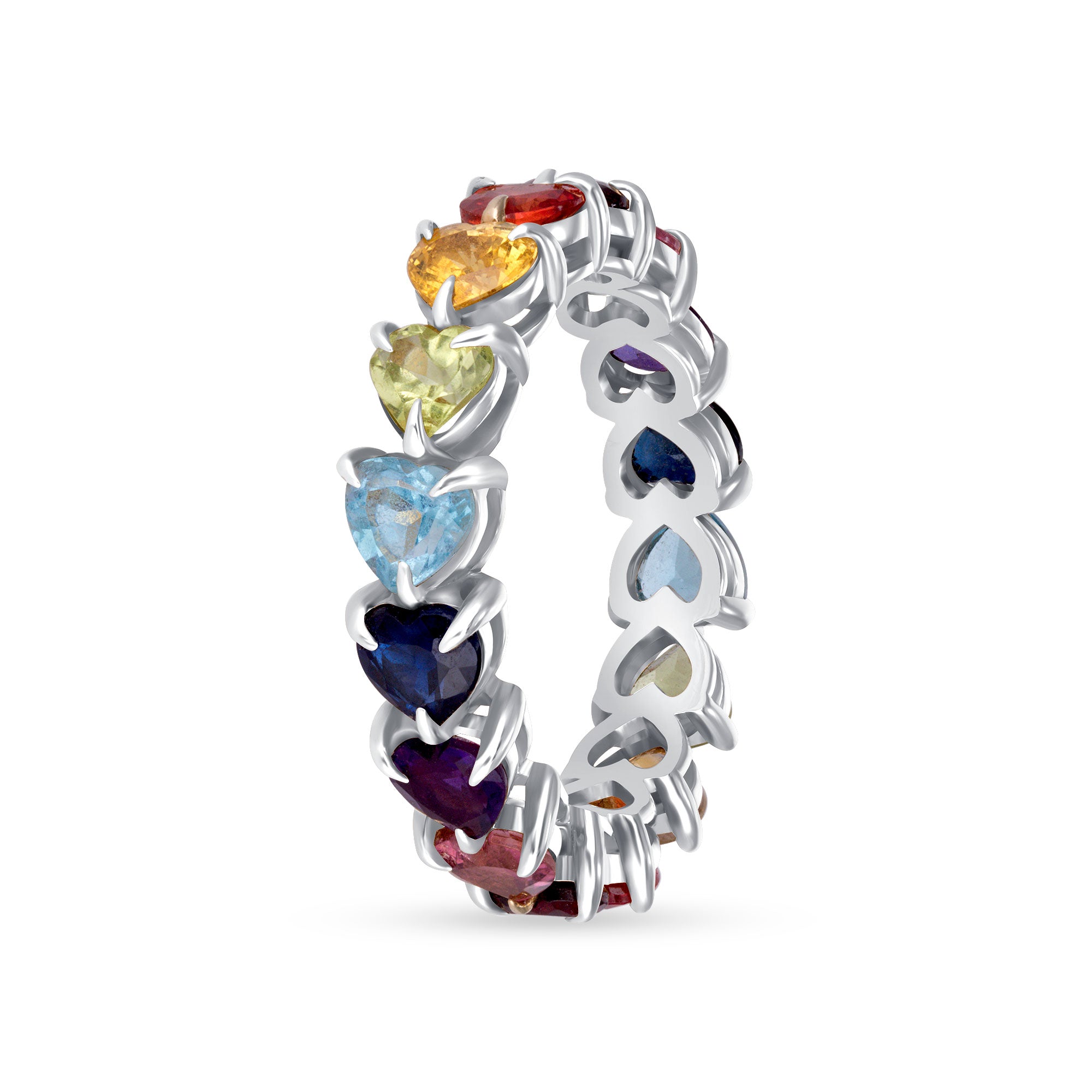 14K Yellow Gold Rainbow Gem Eternity Ring