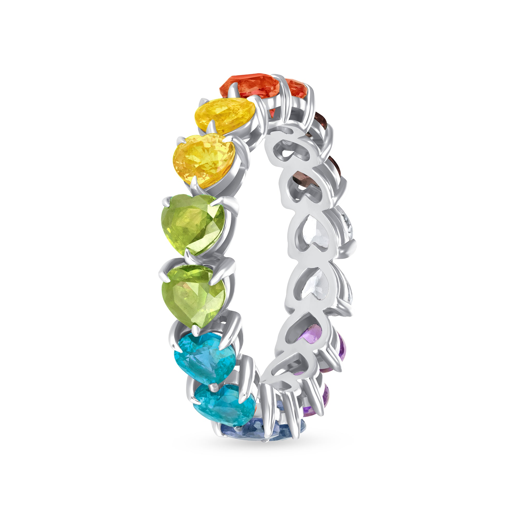 14k gold diamond double rainbow gem ring