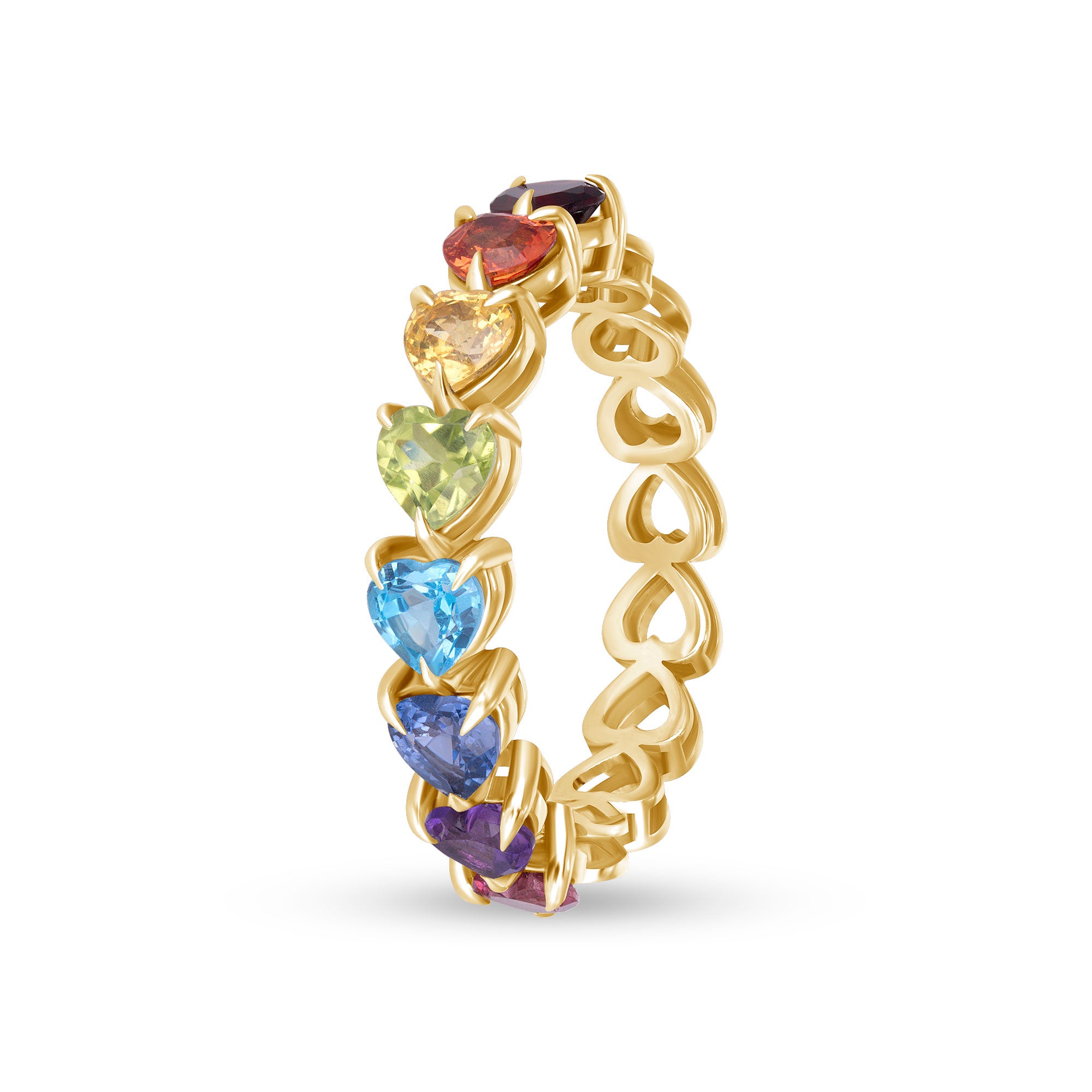14k gold rainbow half-eternity ring