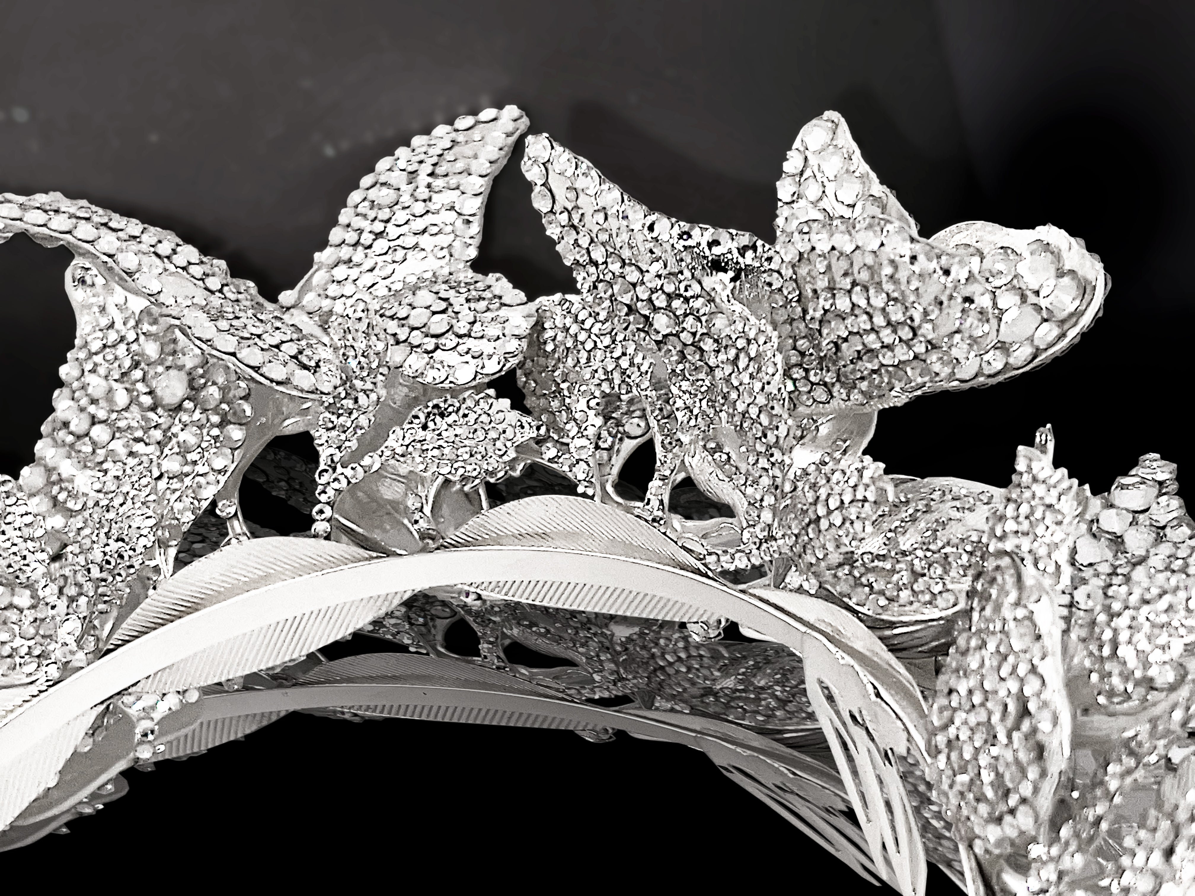 Mariah Butterfly Headpiece in Silver Rhinestone by Mordekai