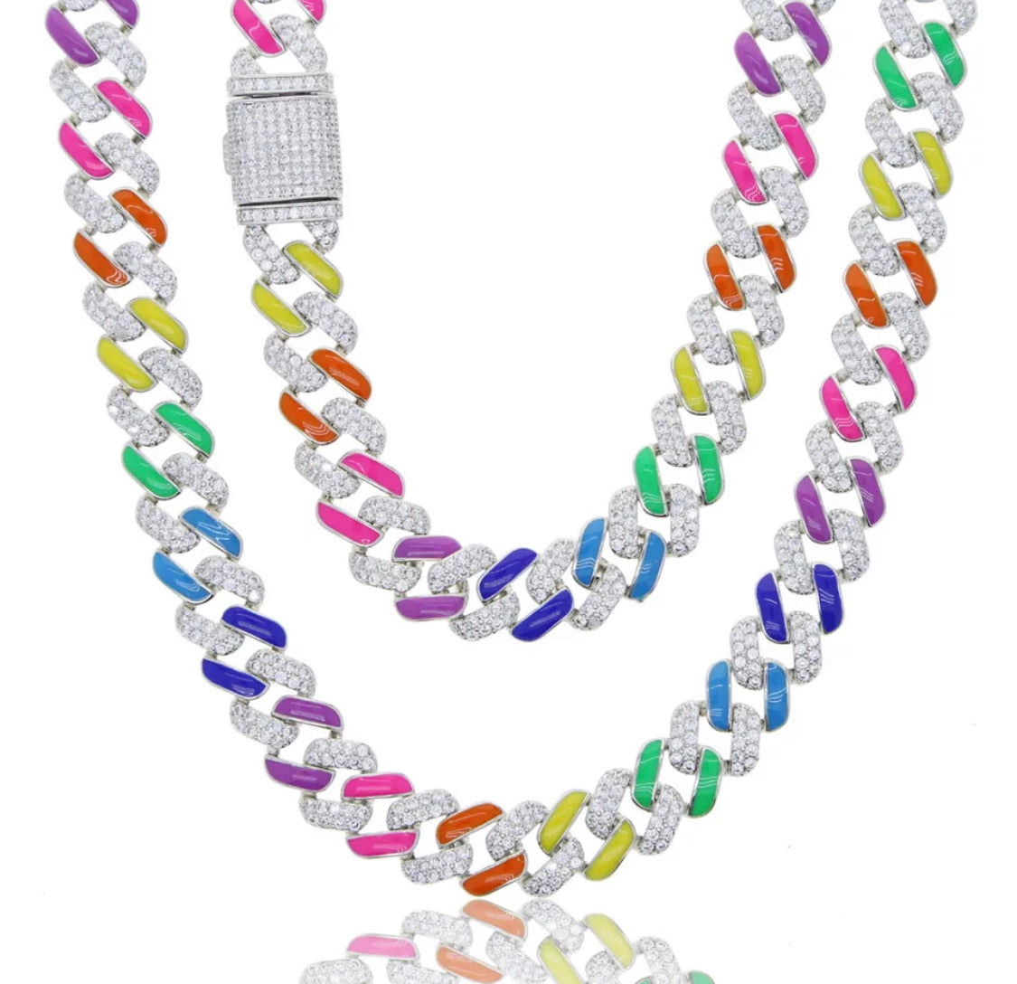 Rainbow cuban link necklace