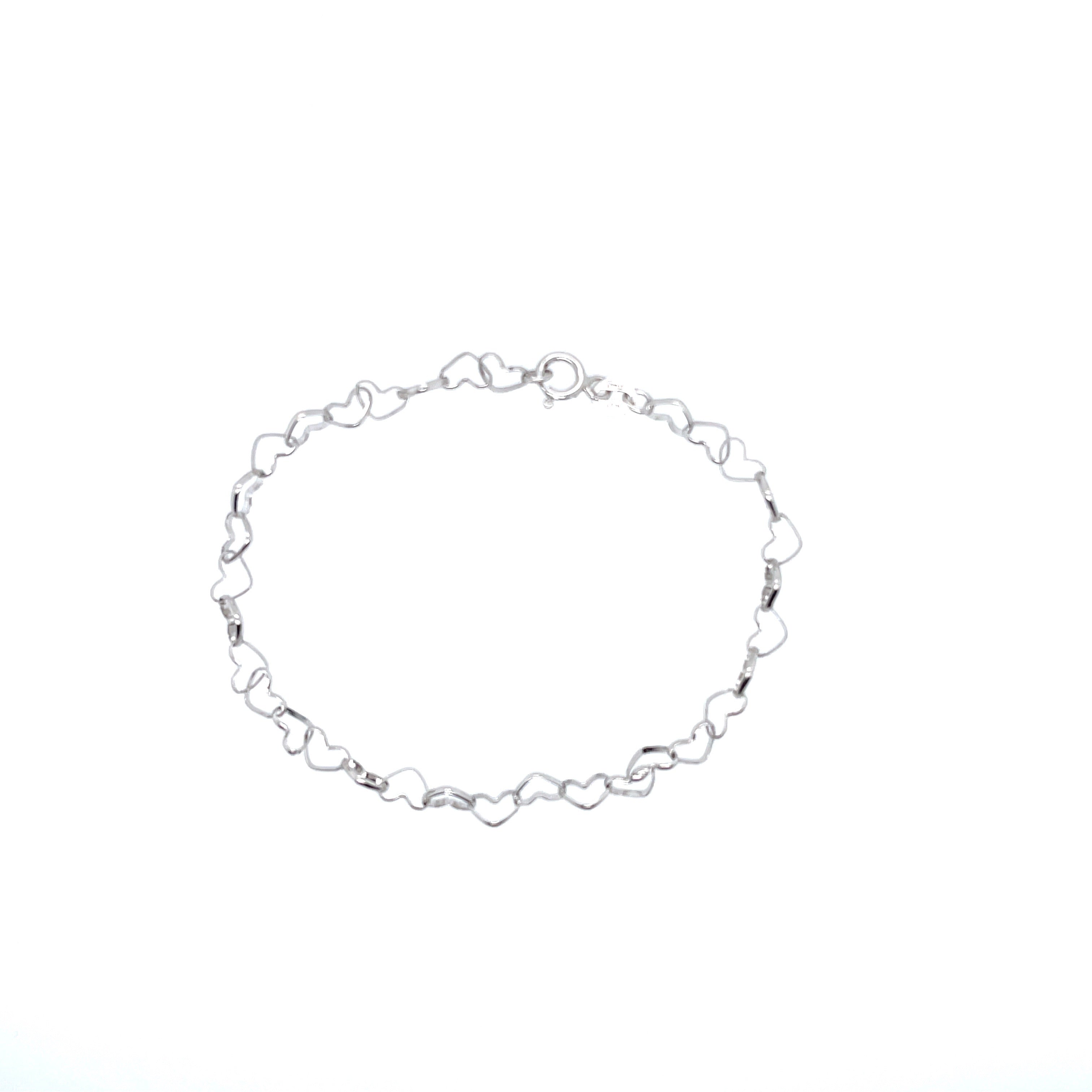 14K White Gold Interlocking Hearts Chain Bracelet – Stackable Style