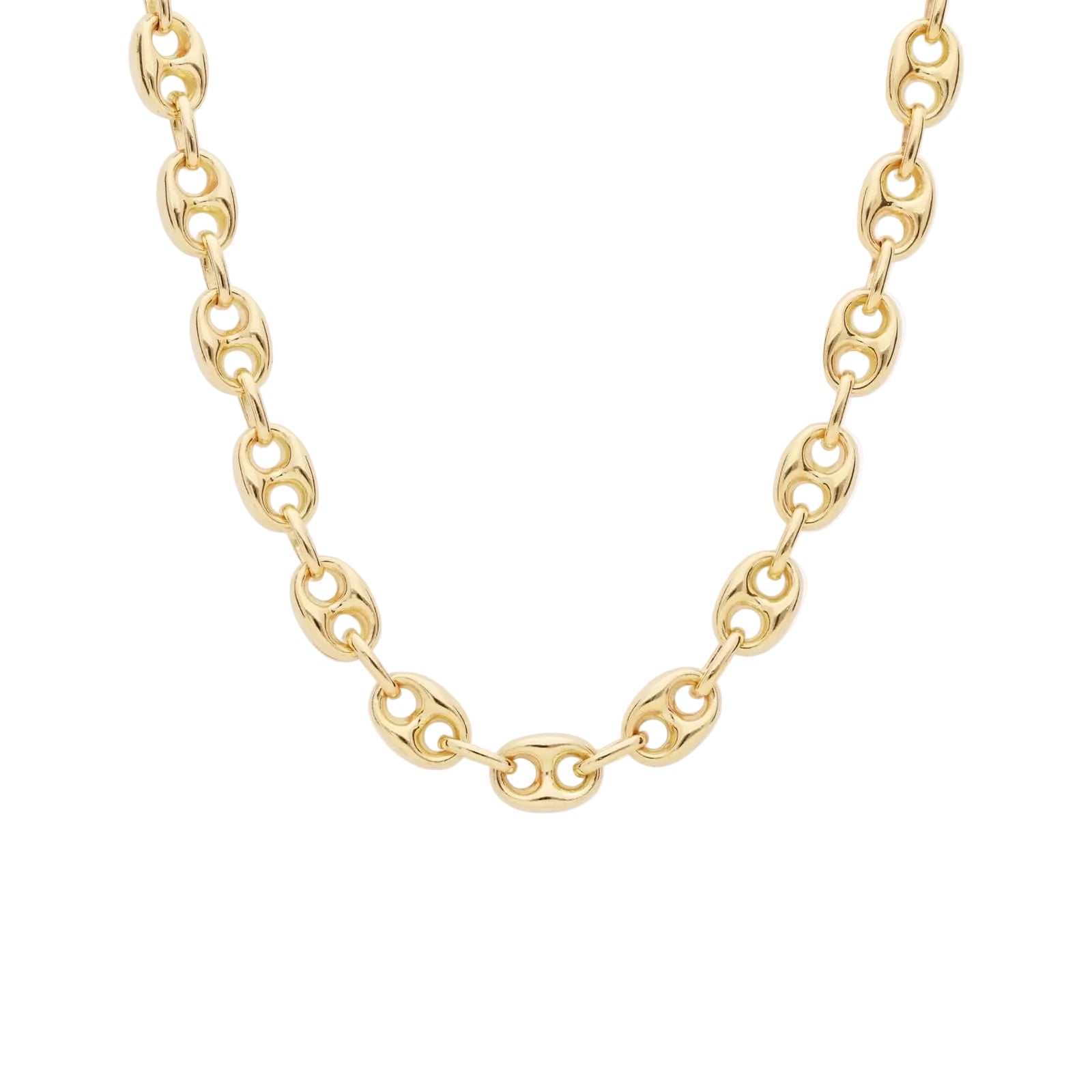 14K Gold Puff Mariner Chain Necklace