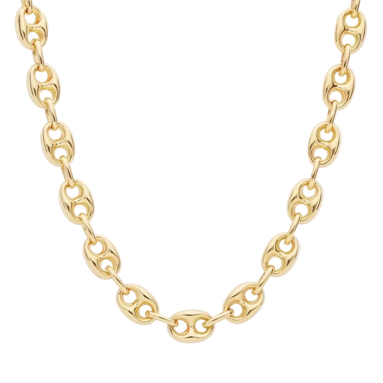 14K Gold Puff Mariner Chain Necklace
