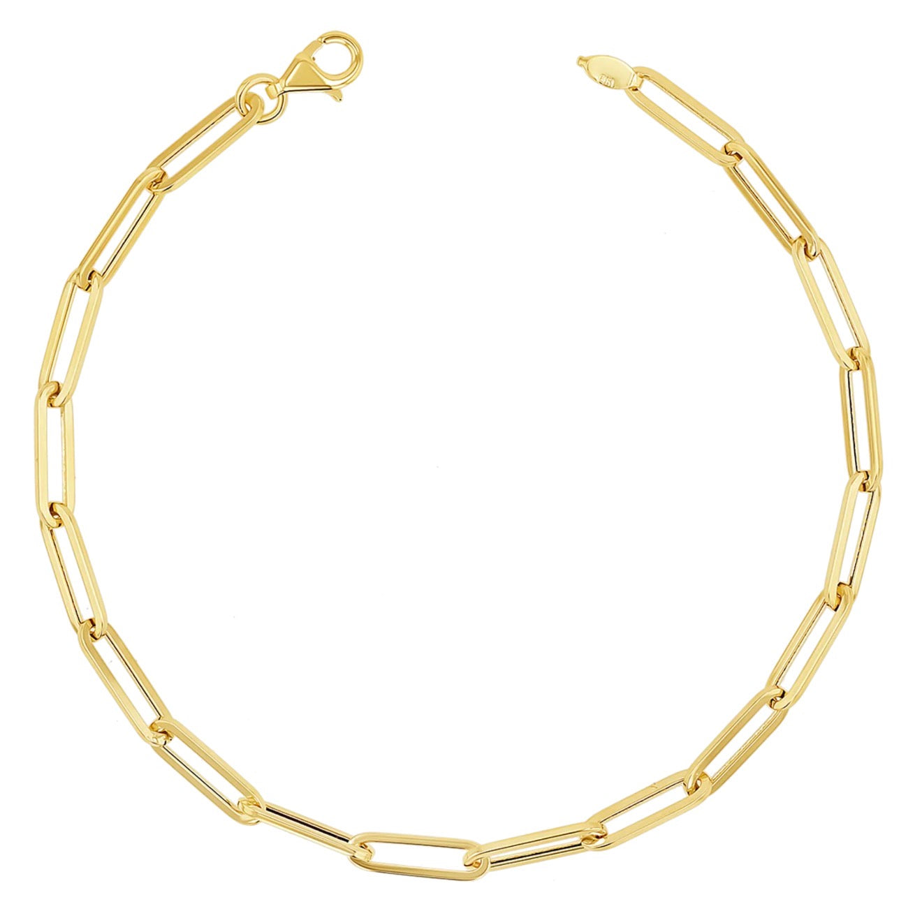 14K Gold Skinny Paperclip Bracelet