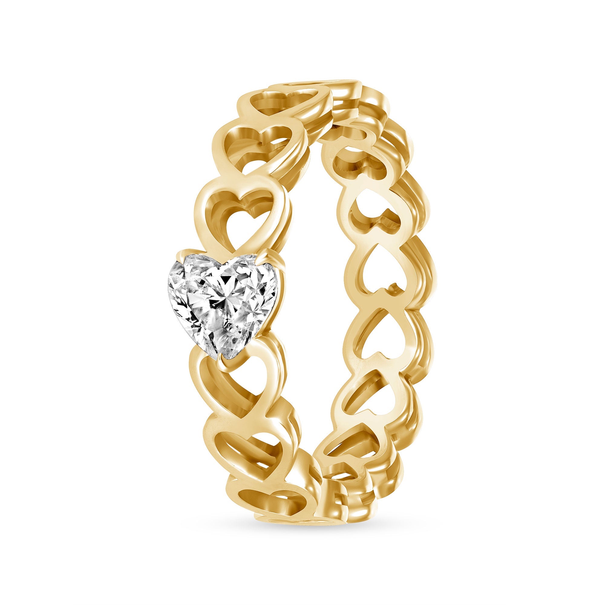 14K Gold. 25 carat Natural Diamond heart solitaire ring - Mordekai