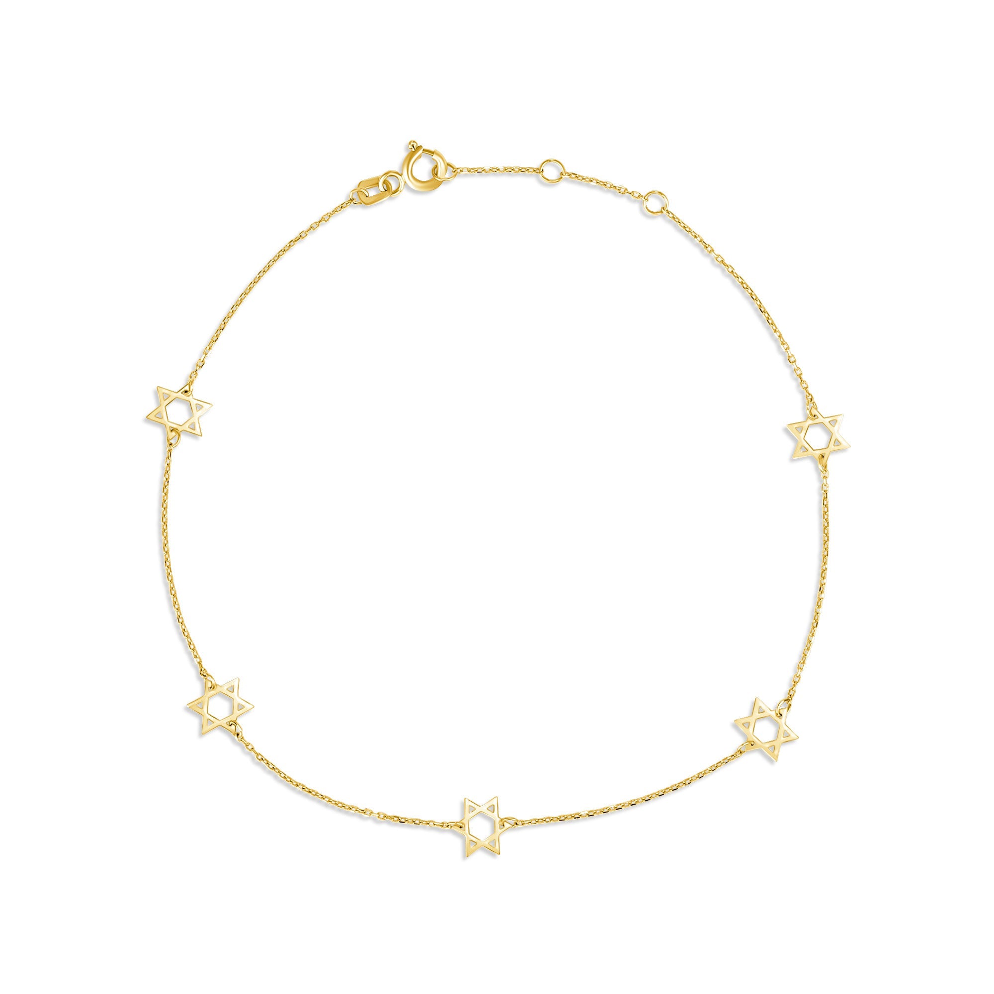 14K Gold Multi Star of David by the Yard Bracelet / Anklet - Mordekai