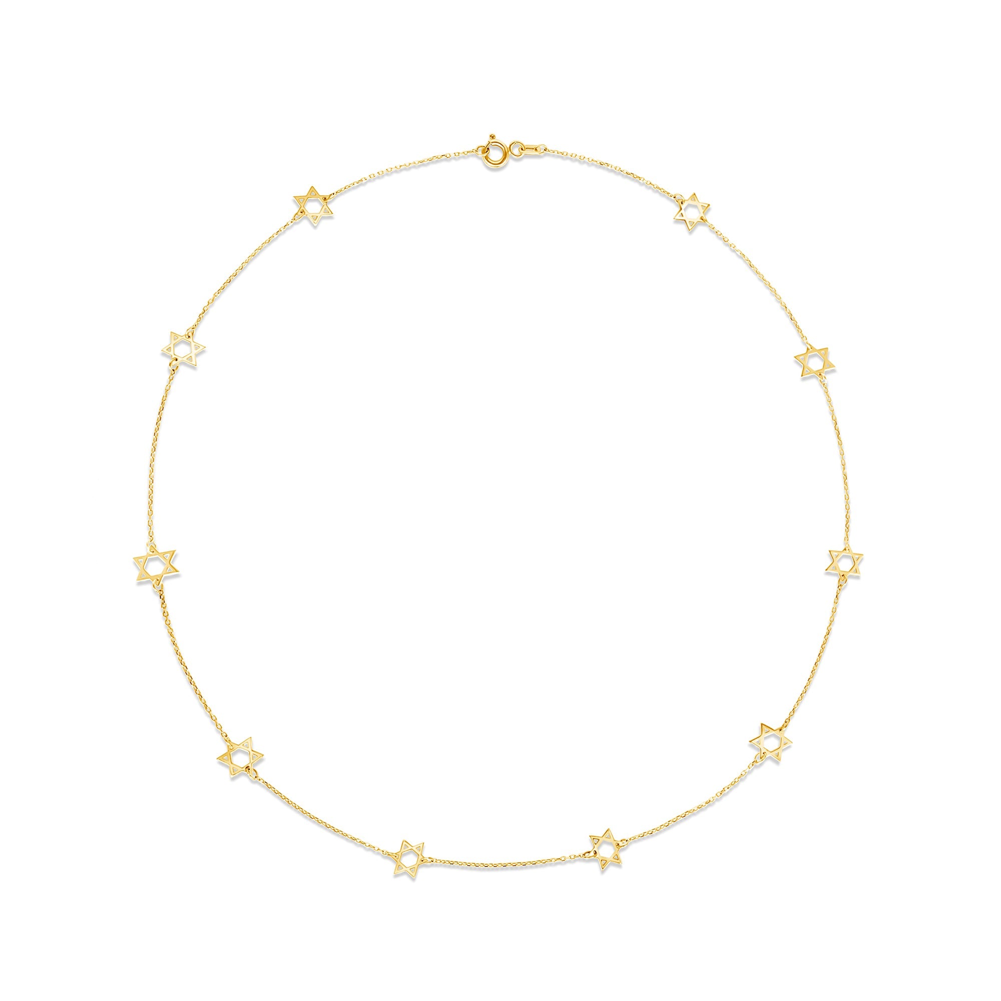 14K Gold Multi Star of David by the Yard Necklace - Mordekai