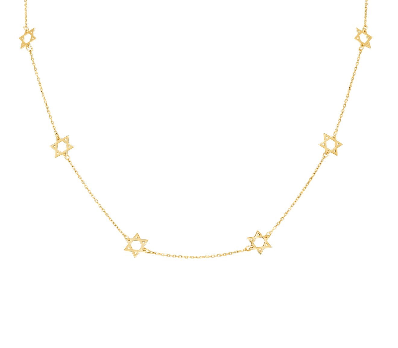 14K Gold Multi Star of David by the Yard Necklace - Mordekai