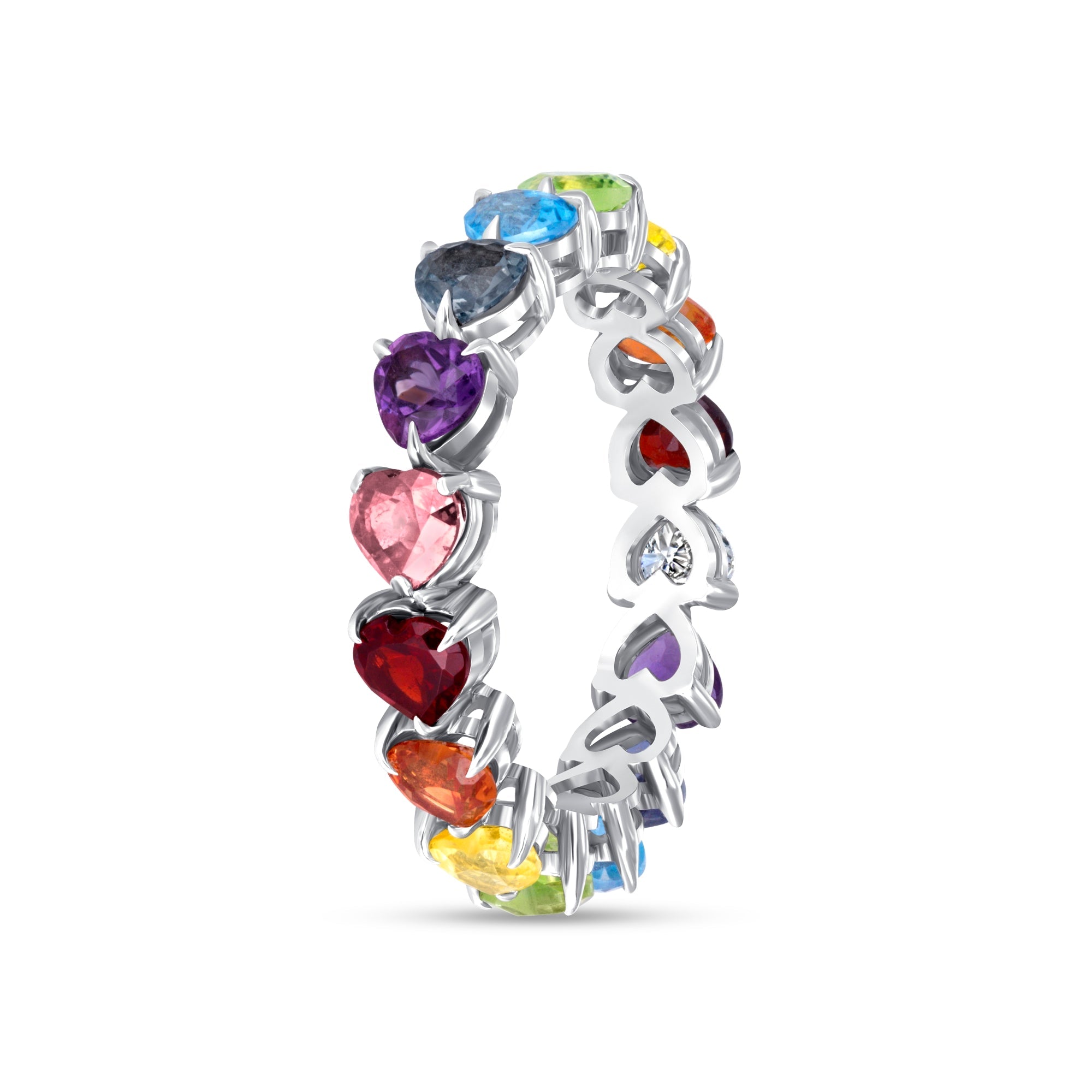 14K White Gold Rainbow Gem Eternity Ring - Mordekai