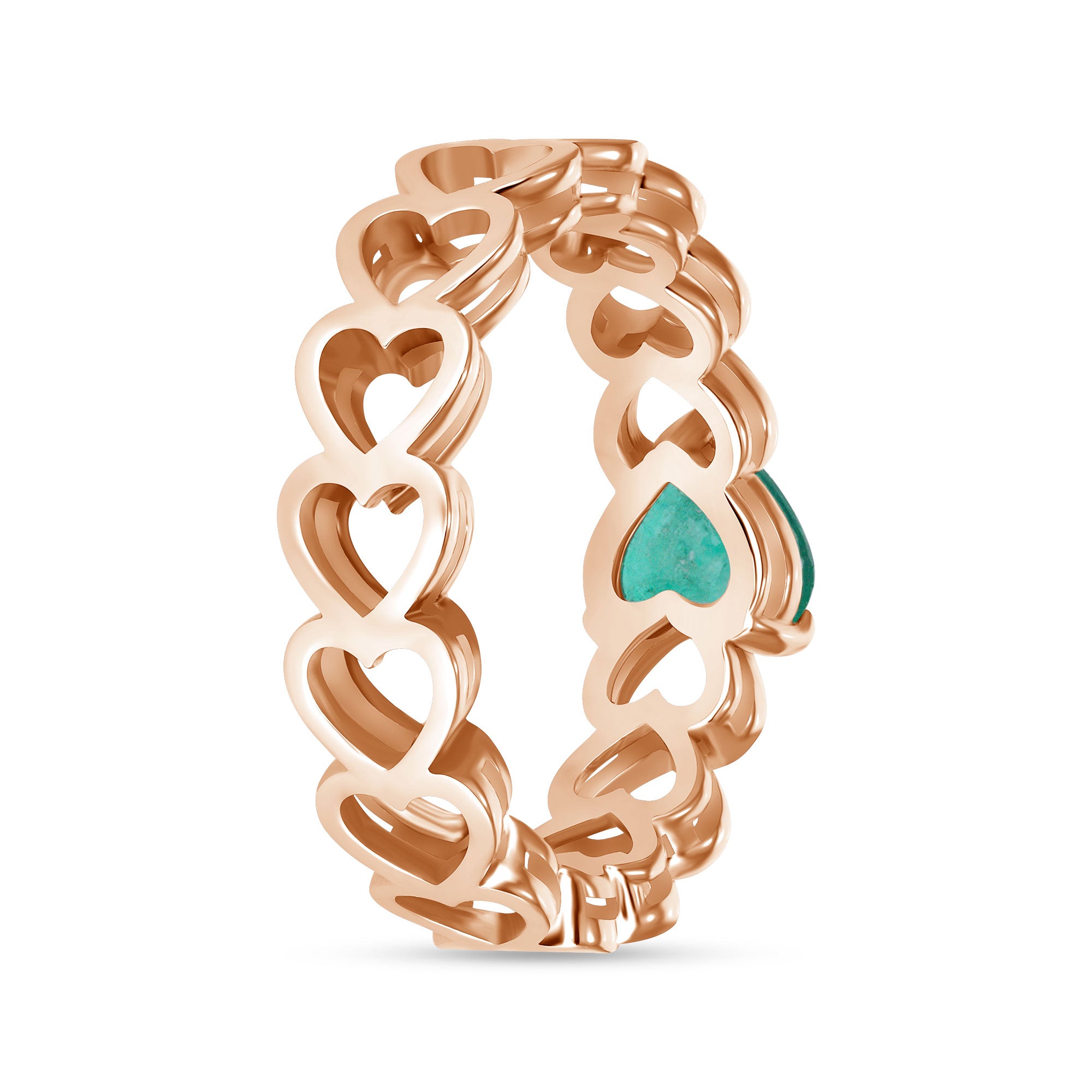 14K Gold Emerald Heart Solitaire Ring