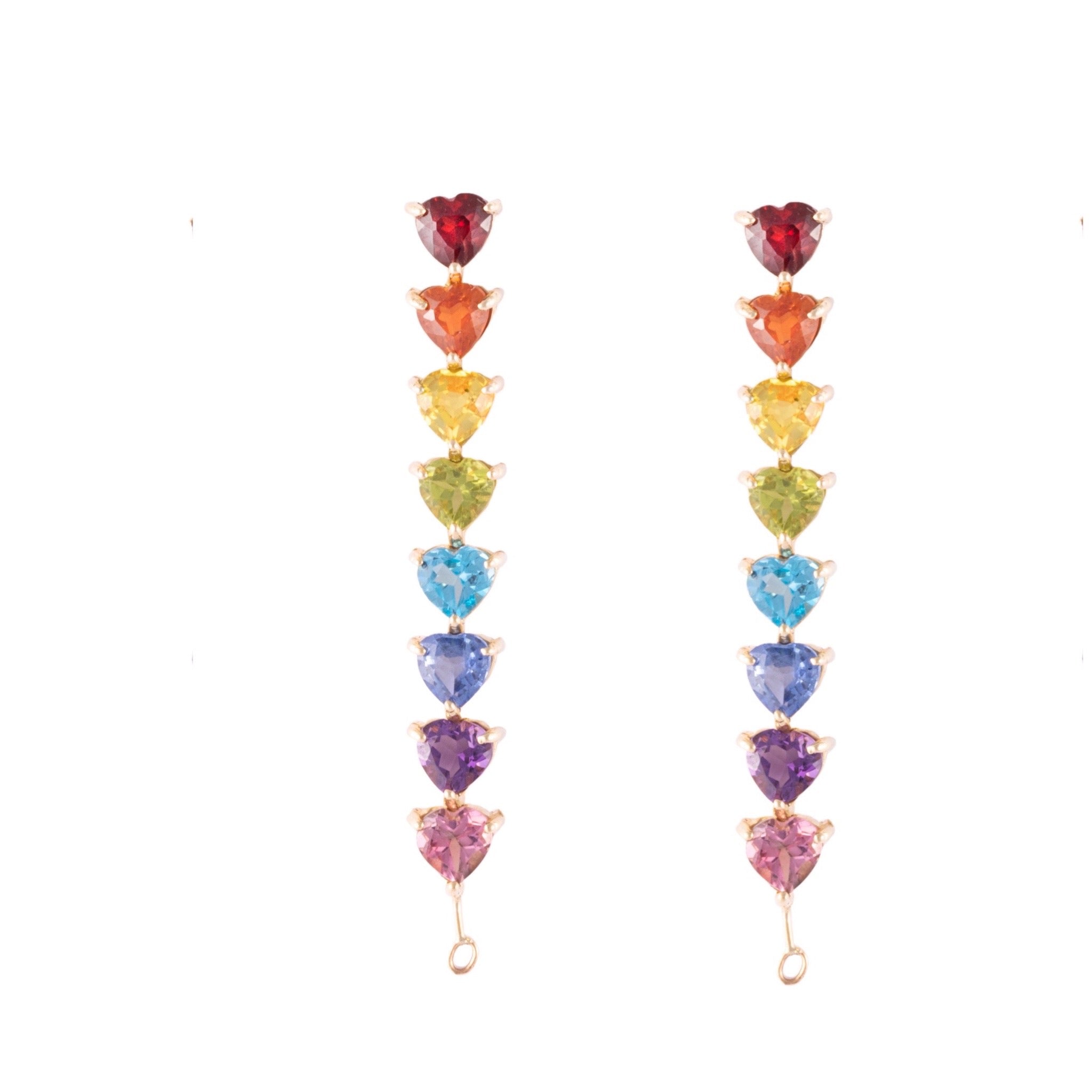 Rainbow heart drop earrings