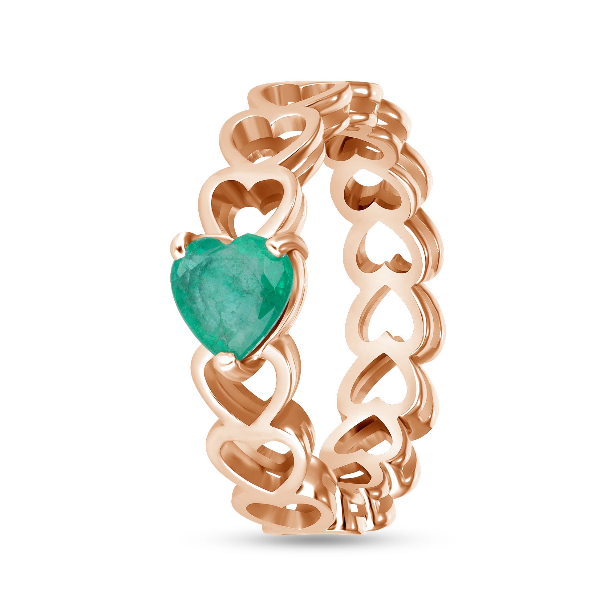 14K Gold Emerald Heart Solitaire Ring