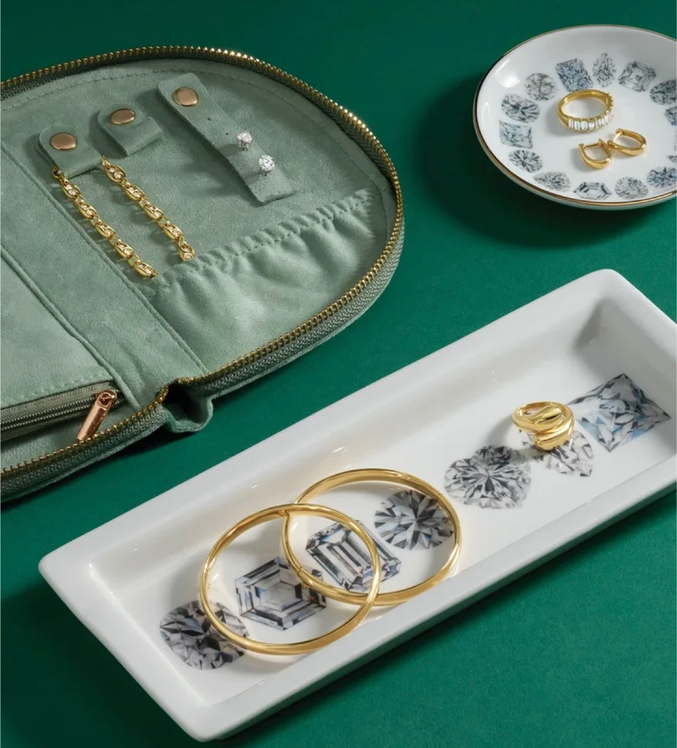 Diamond Porcelain Jewelry Catchall Tray
