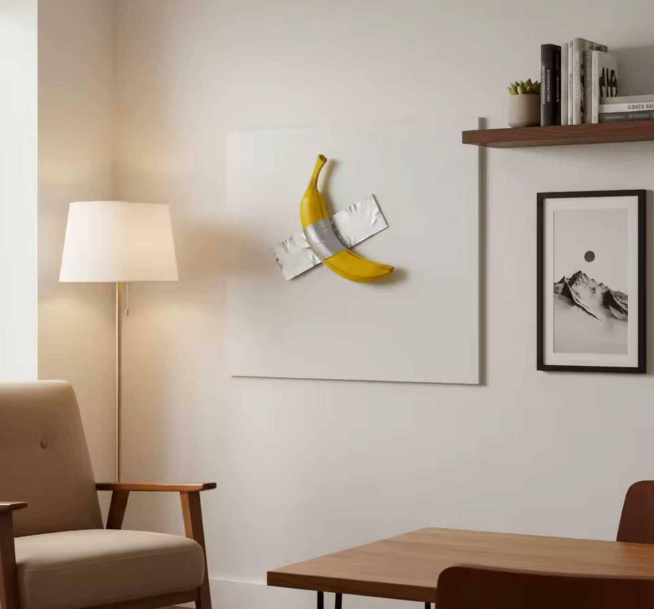 Banana Duct Tape Wall Figure – Art Sculpture Inspired by “Comedian” Cattelan