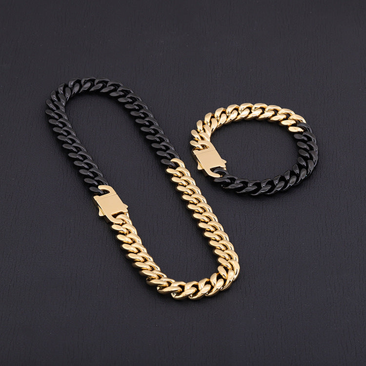 G'ilver Two tone Cuban Chain Bracelet