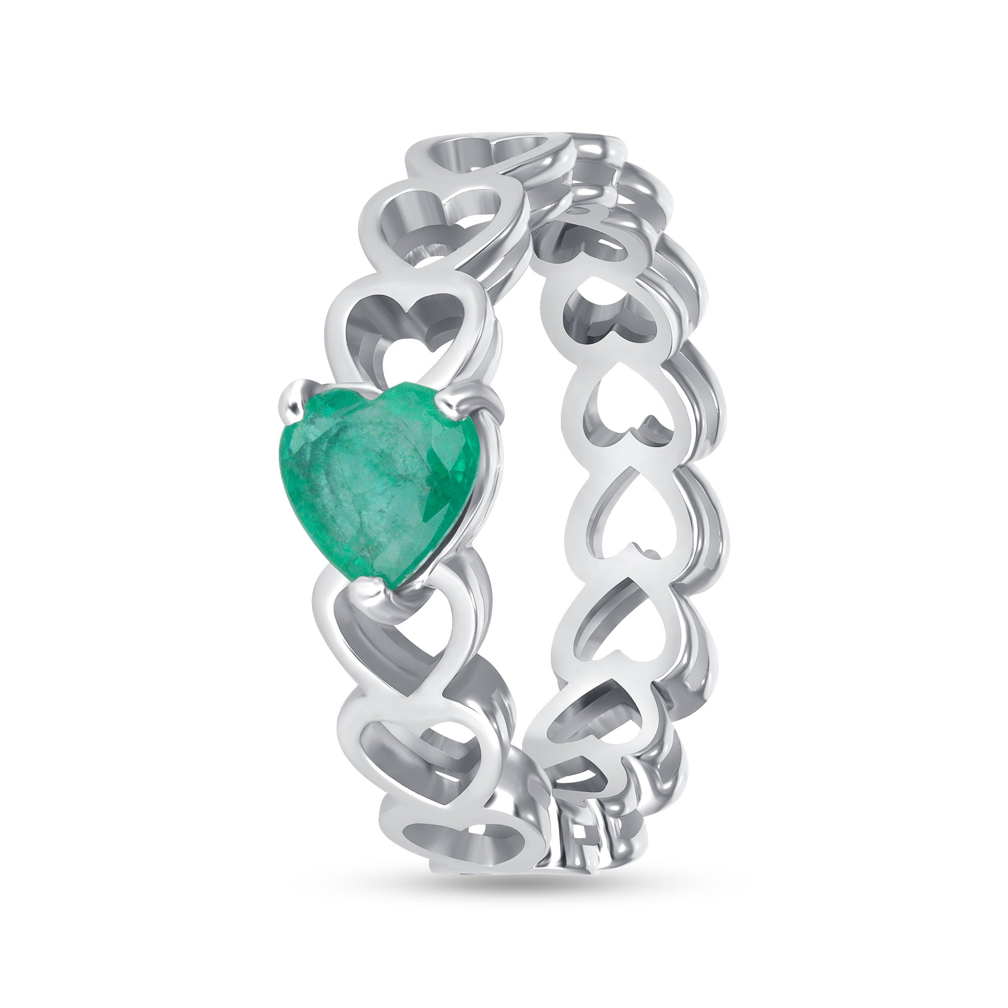 14K Gold Emerald Heart Solitaire Ring