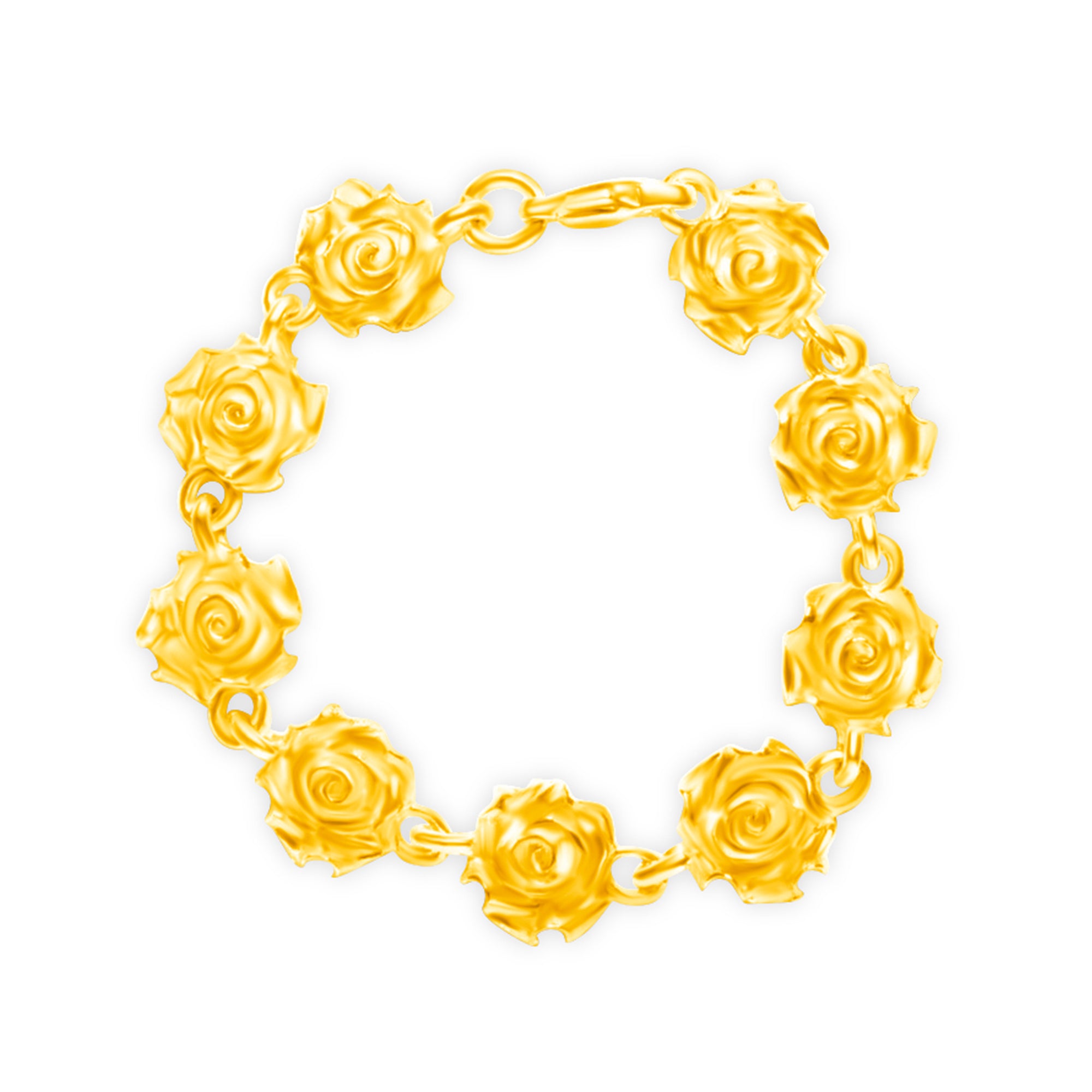 Rosette Chain Link Bracelet in 24K Gold, Rose Gold, or Sterling Silver