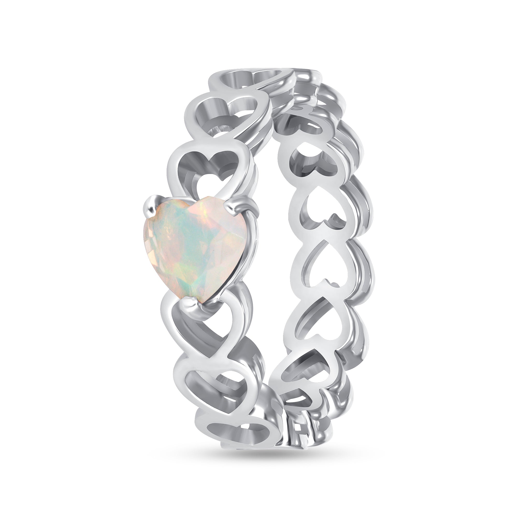 Solitaire White Opal 14K Ring