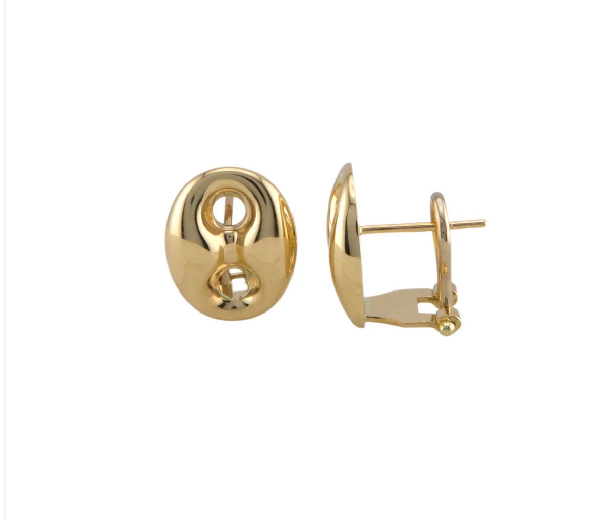 14k Yellow Gold Puffed Mariner Stud Earrings – Omega Back