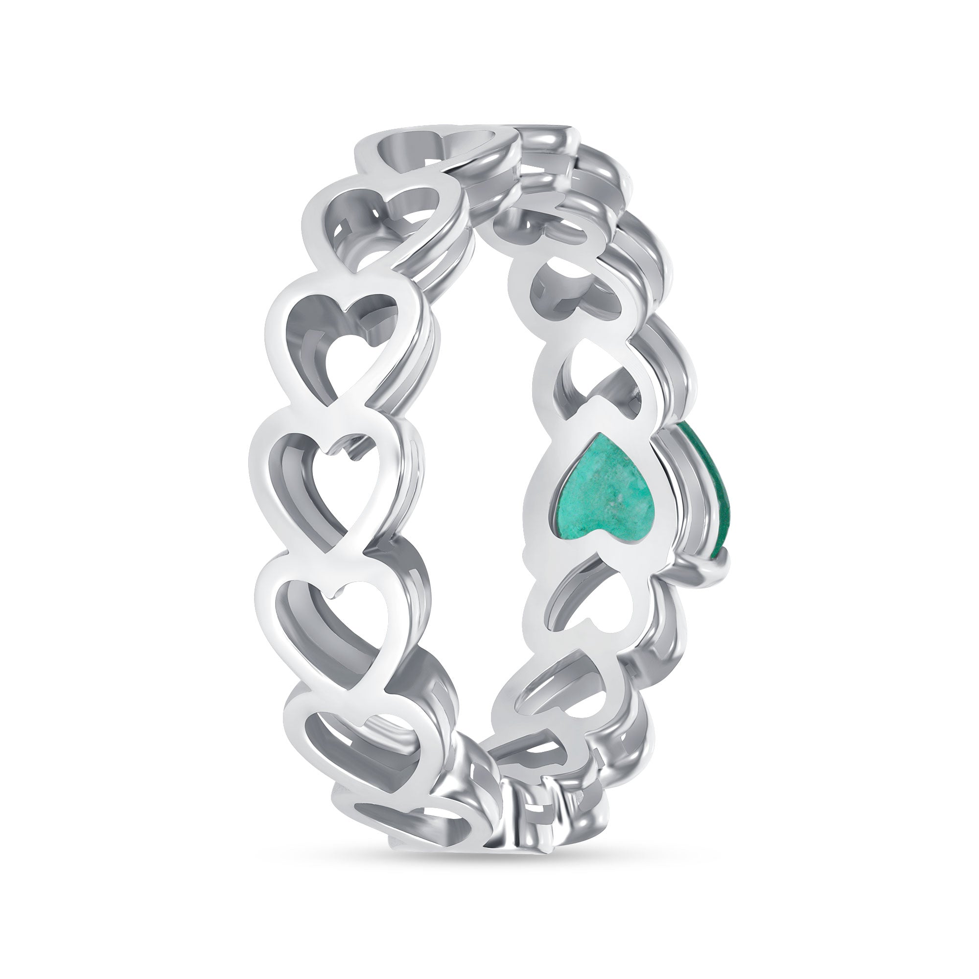 14K Gold Emerald Heart Solitaire Ring