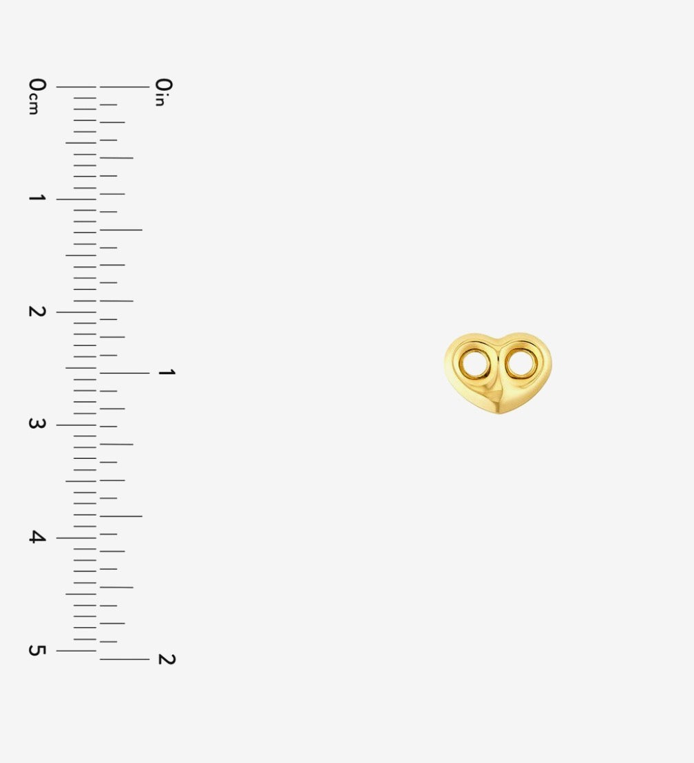 14K Gold Puff Mariner Heart Stud Earrings