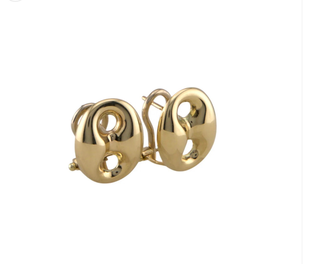 14k Yellow Gold Puffed Mariner Stud Earrings – Omega Back