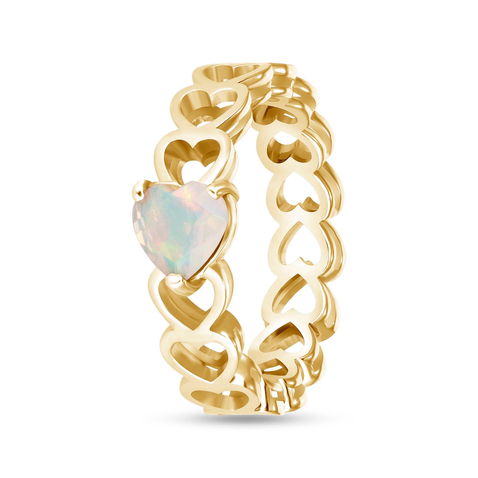 Solitaire White Opal 14K Ring