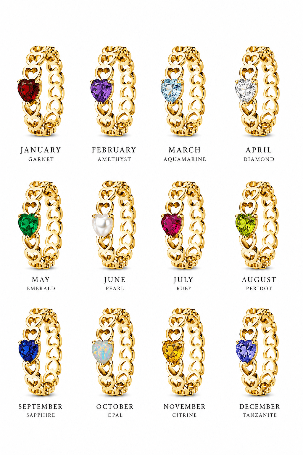 Heart Birthstone Ring in 14K Gold | Personalized Birthstone Jewelry - Mordekai